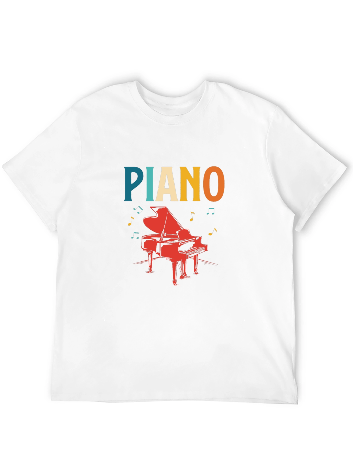 Piano Graphic Tee - Retro Style Black T-Shirt
