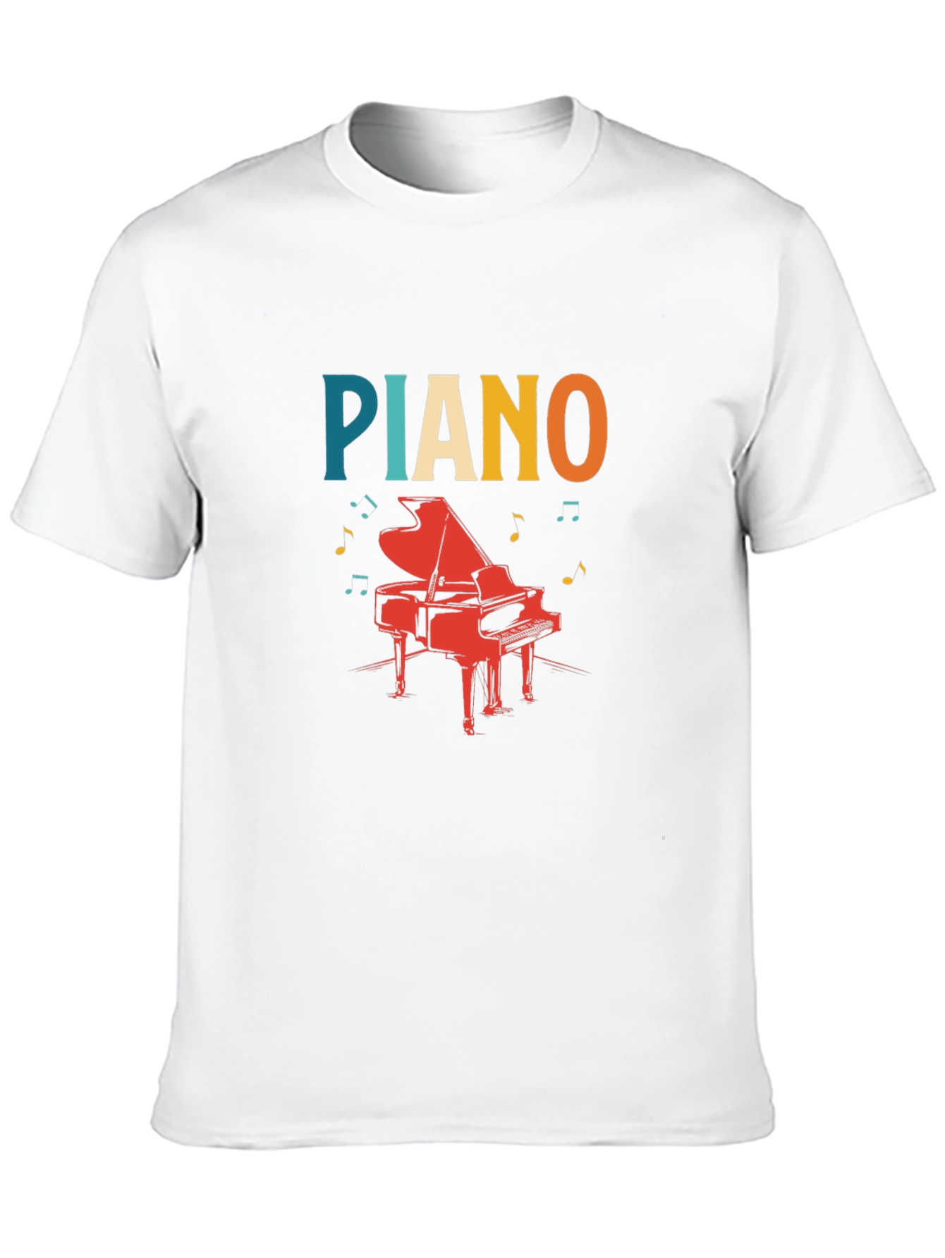 Piano Graphic Tee - Retro Style Black T-Shirt