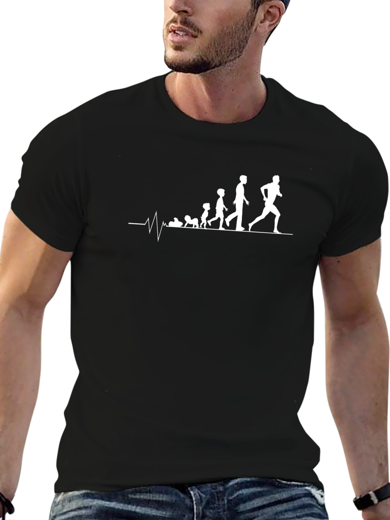 Evolution of Running Black Graphic Tee