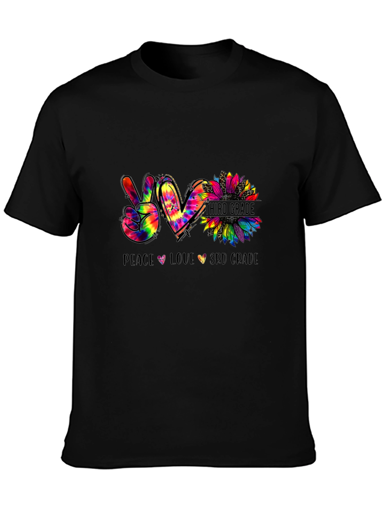 Peace Love Third Grade Tie Dye T-Shirt