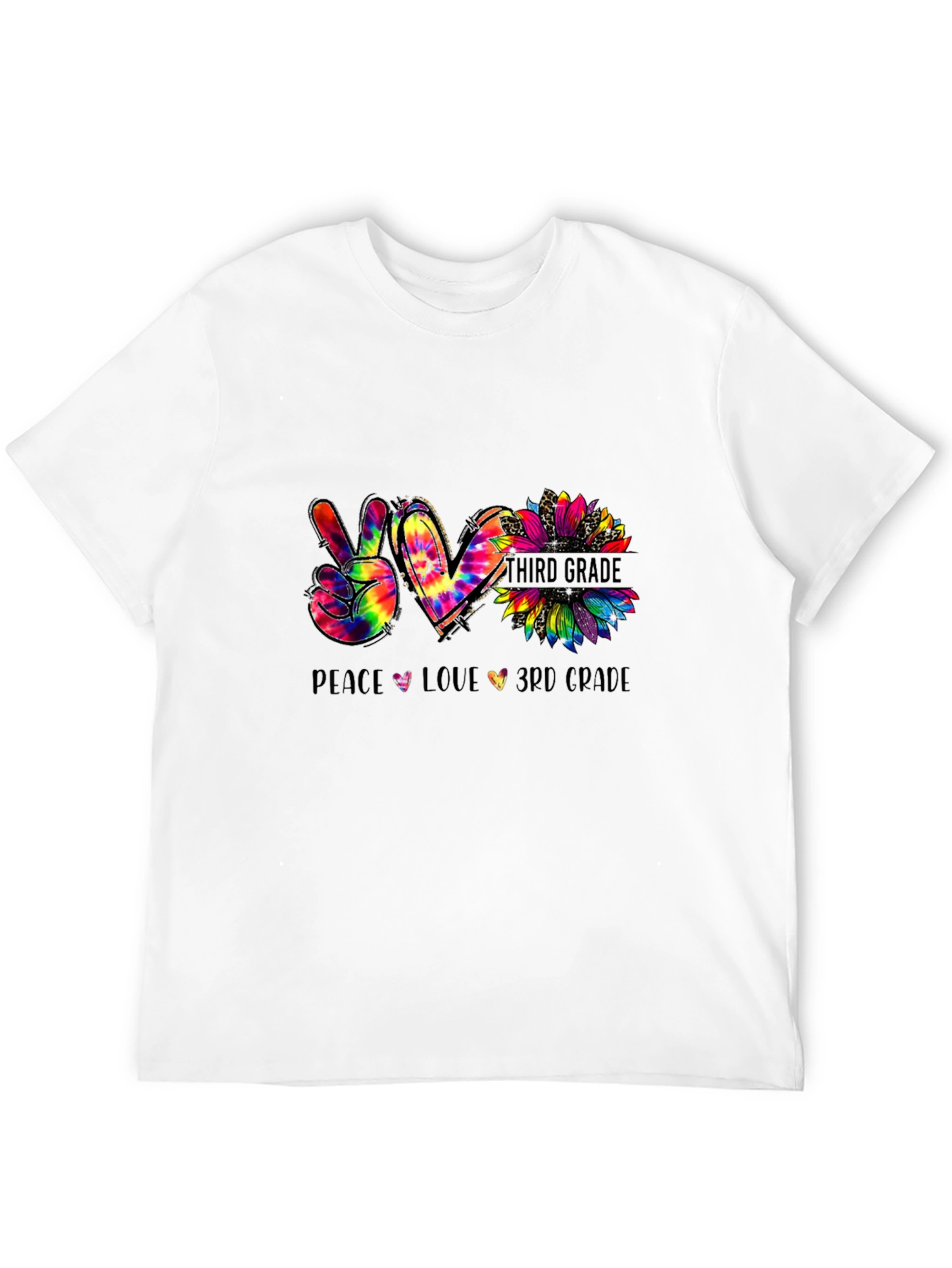 Peace Love Third Grade Tie Dye T-Shirt