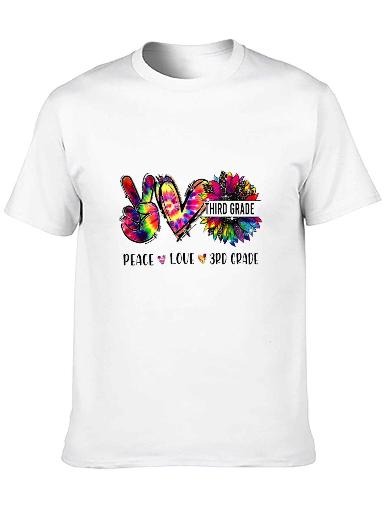 Peace Love Third Grade Tie Dye T-Shirt