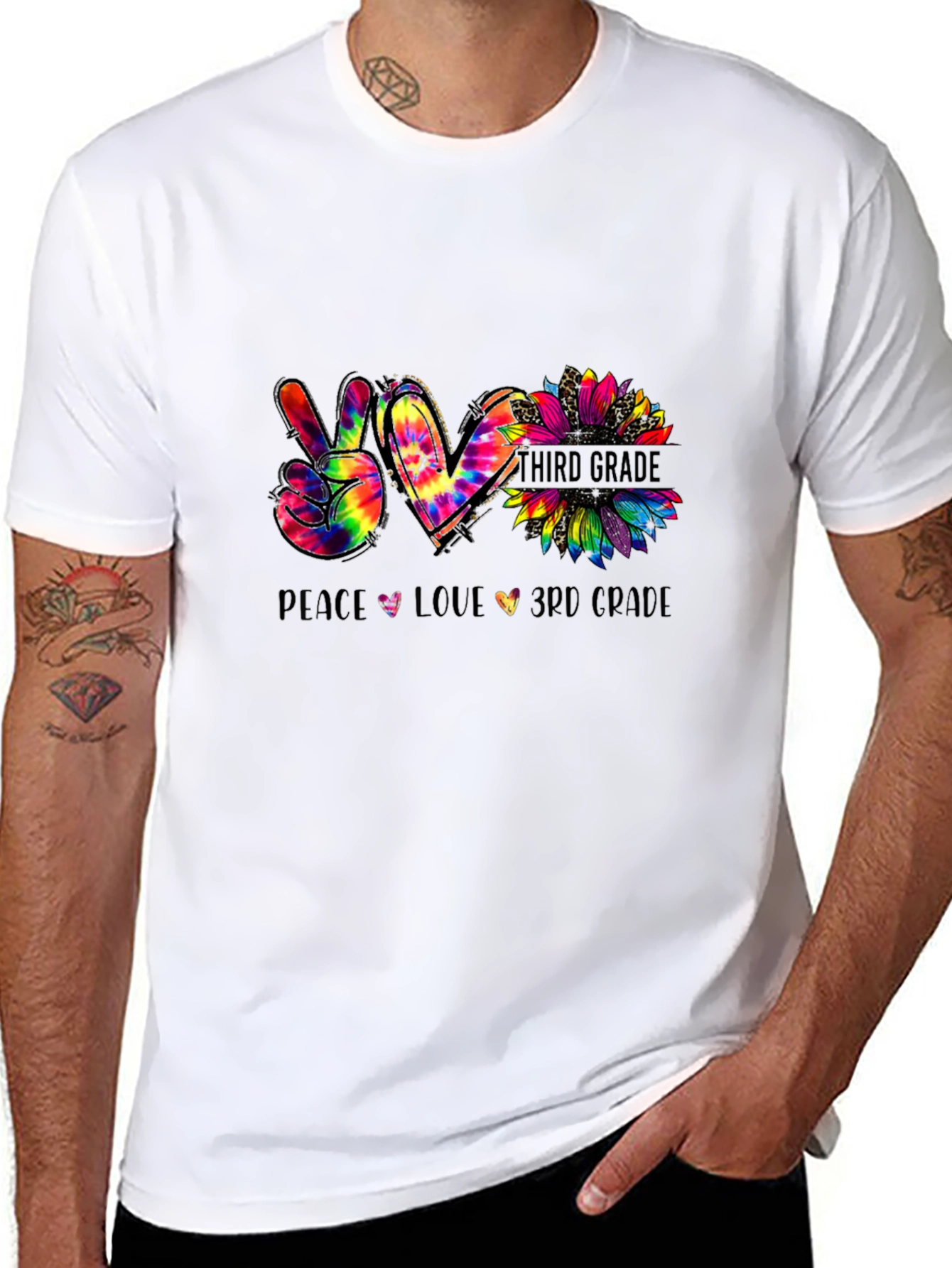 Peace Love Third Grade Tie Dye T-Shirt