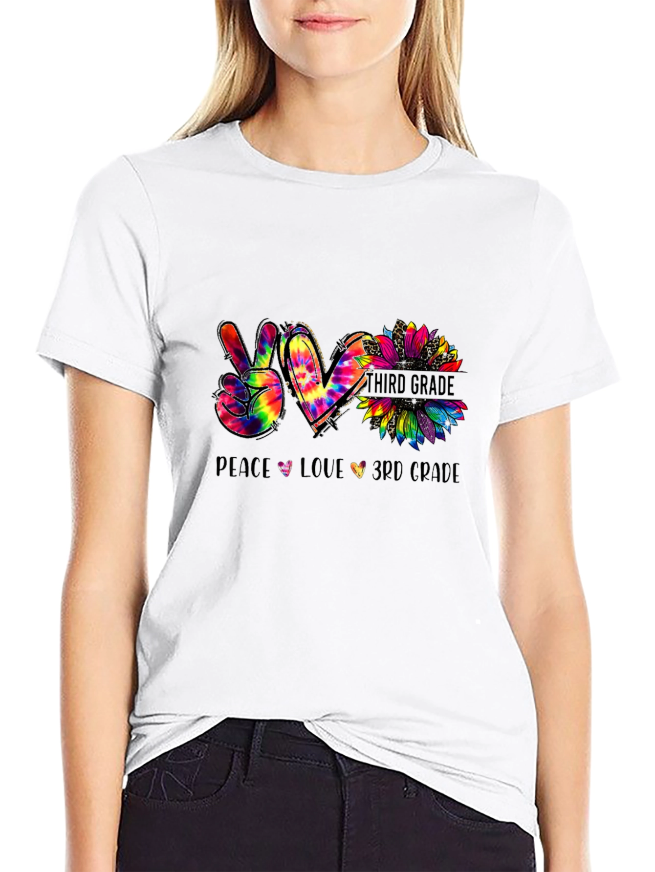 Peace Love Third Grade Tie Dye T-Shirt