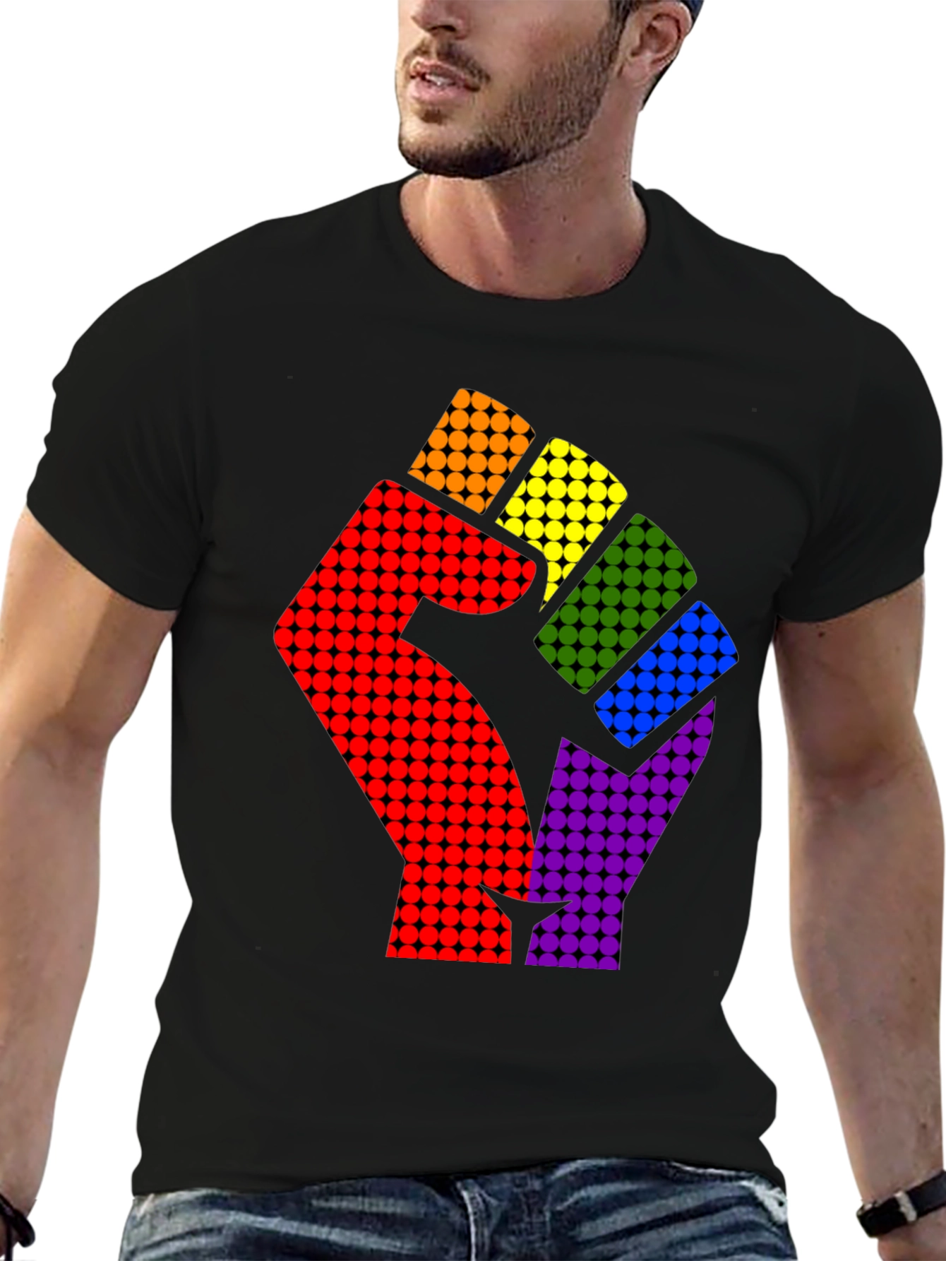 Pride Fist Graphic Tee - Rainbow Power