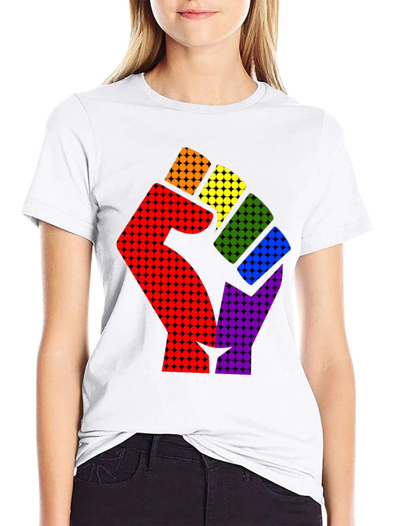 Pride Fist Graphic Tee - Rainbow Power