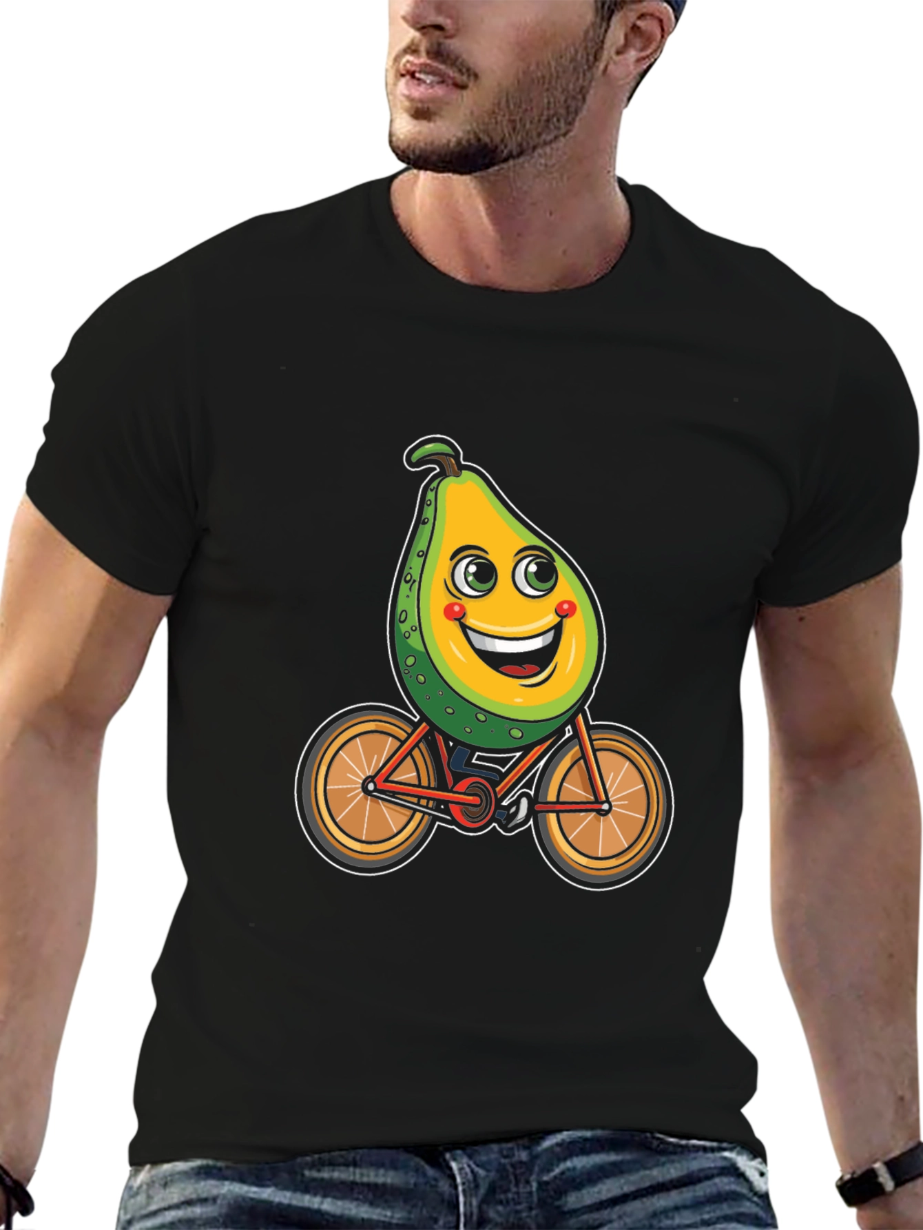 Avocado Bike Ride Graphic Tee - Black