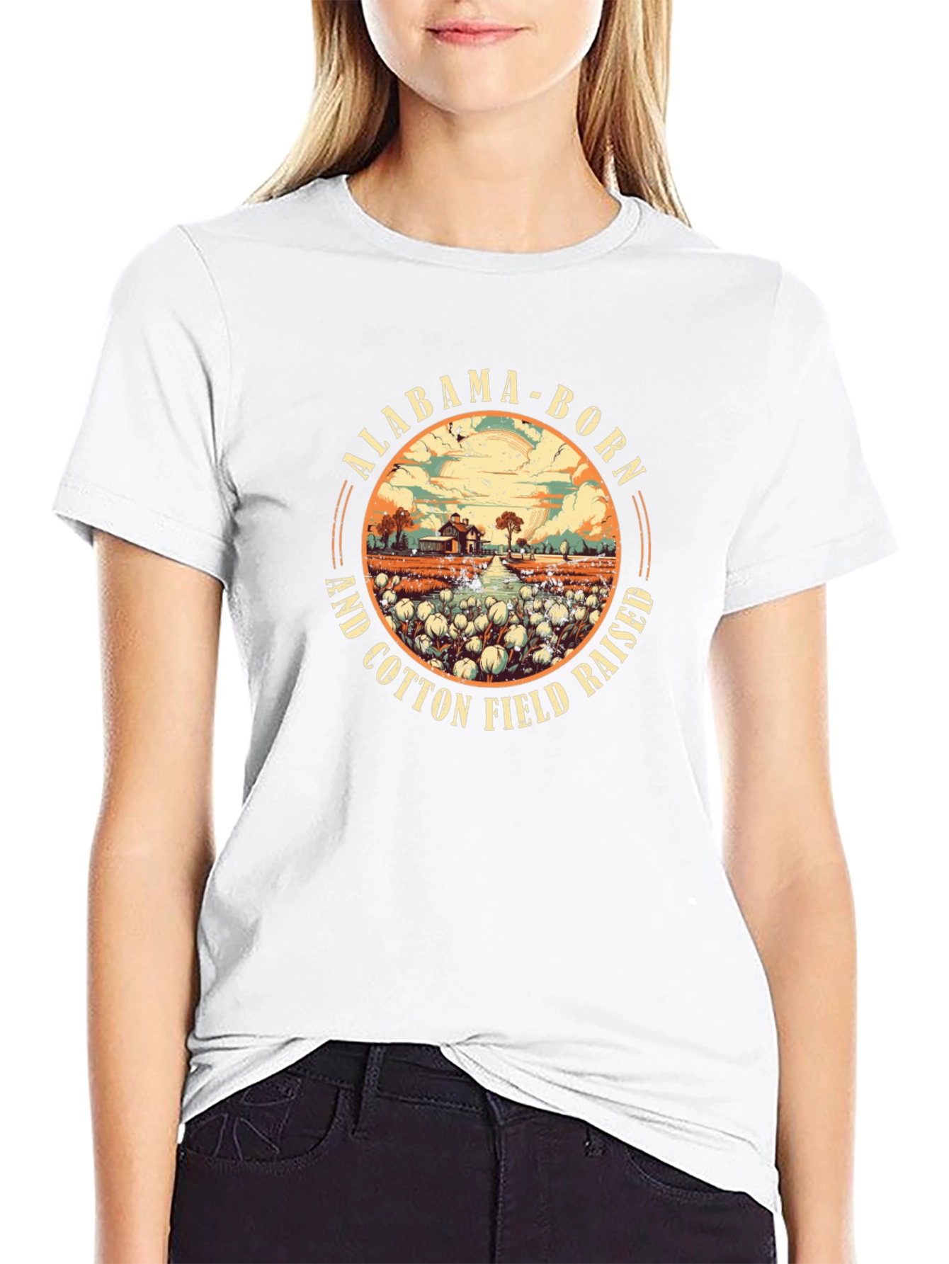 Alabama Born Cotton Field Raised Graphic Tee