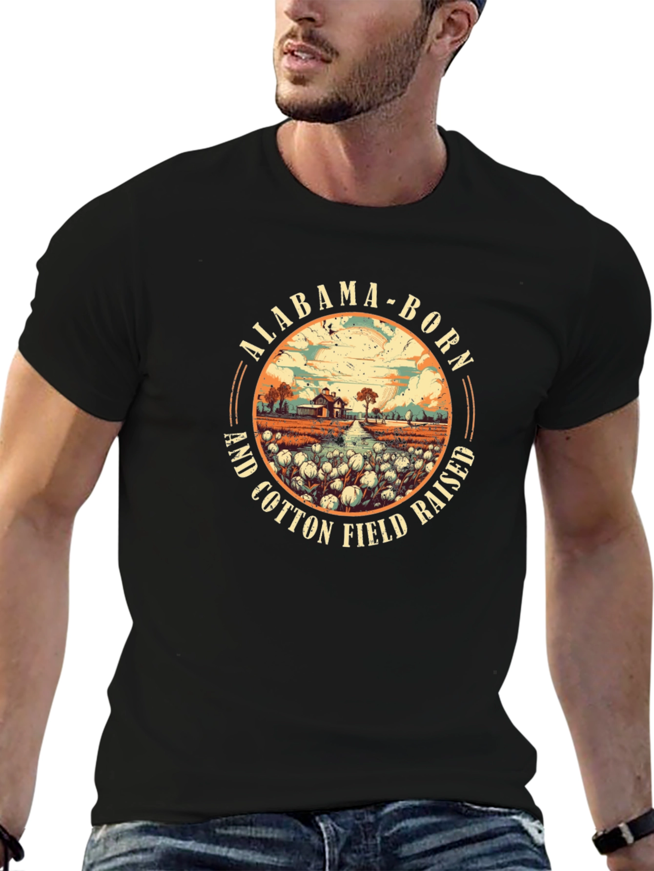 Alabama Born Cotton Field Raised Graphic Tee