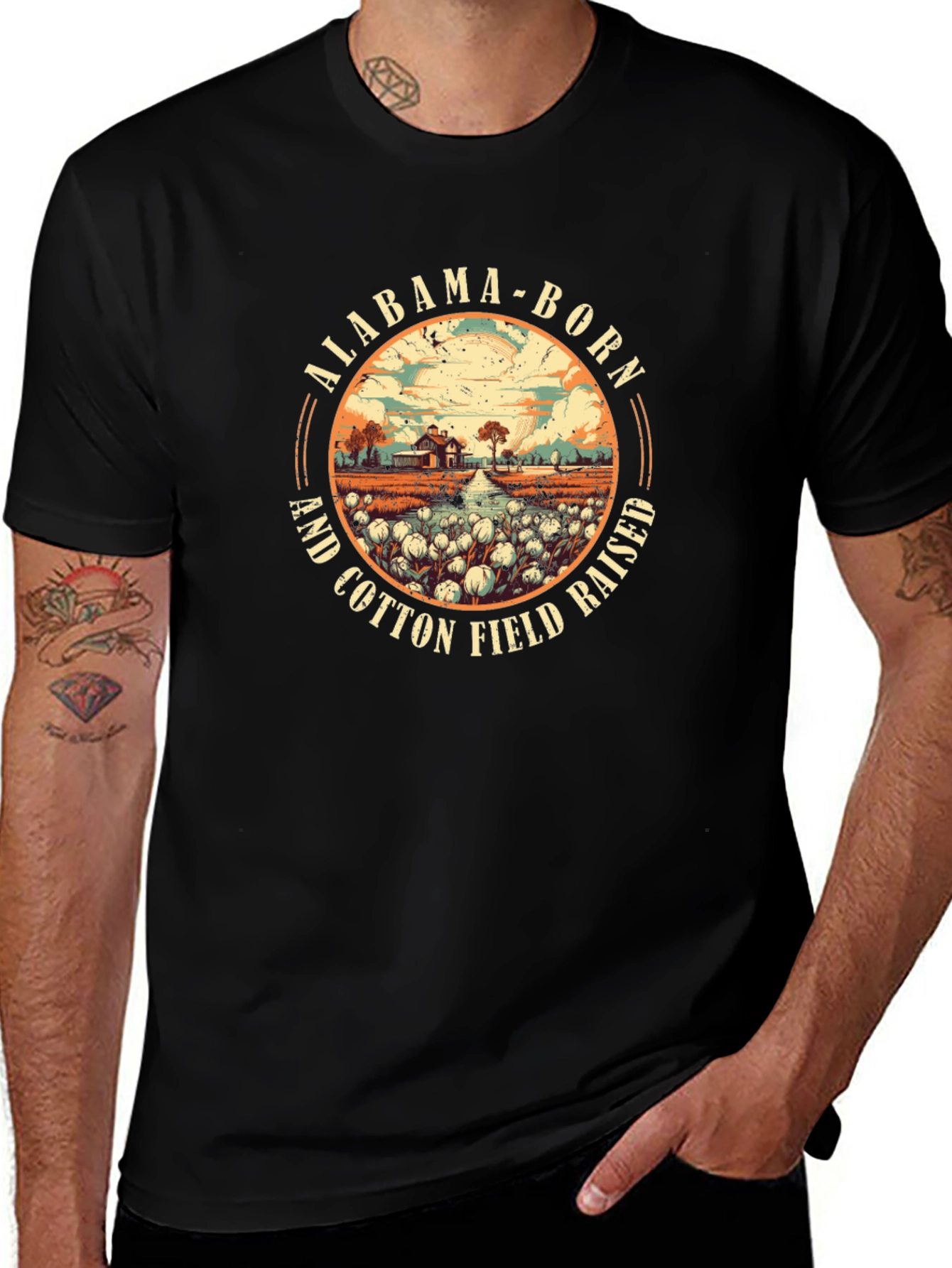 Alabama Born Cotton Field Raised Graphic Tee