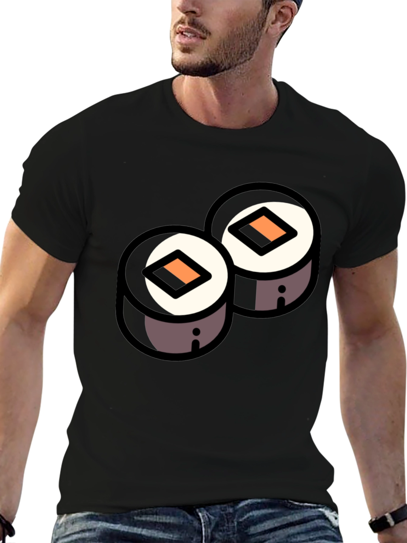 Sushi Roll Graphic Black T-Shirt - Foodie Fashion