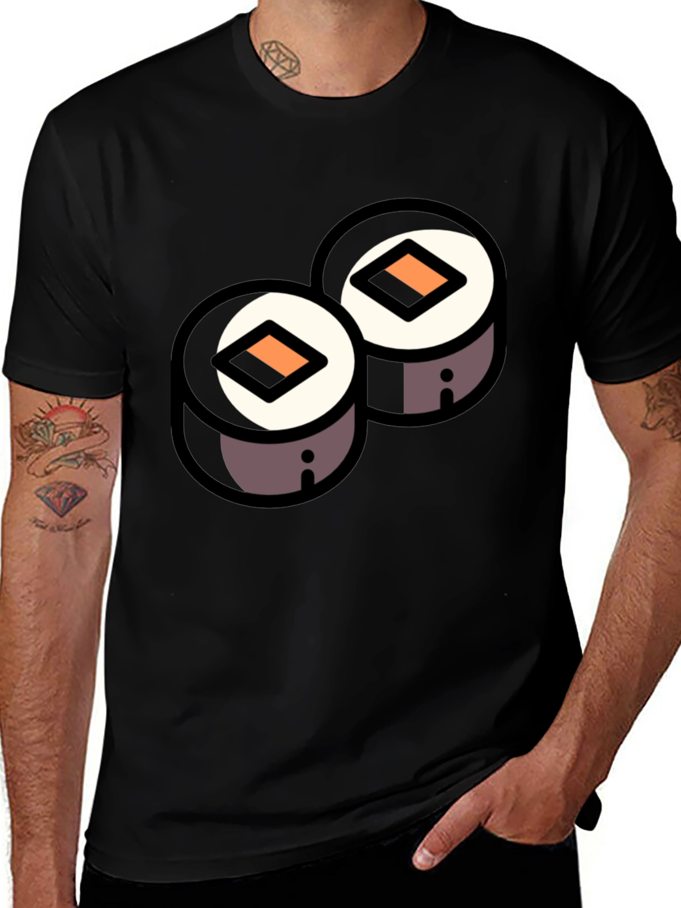Sushi Roll Graphic Black T-Shirt - Foodie Fashion