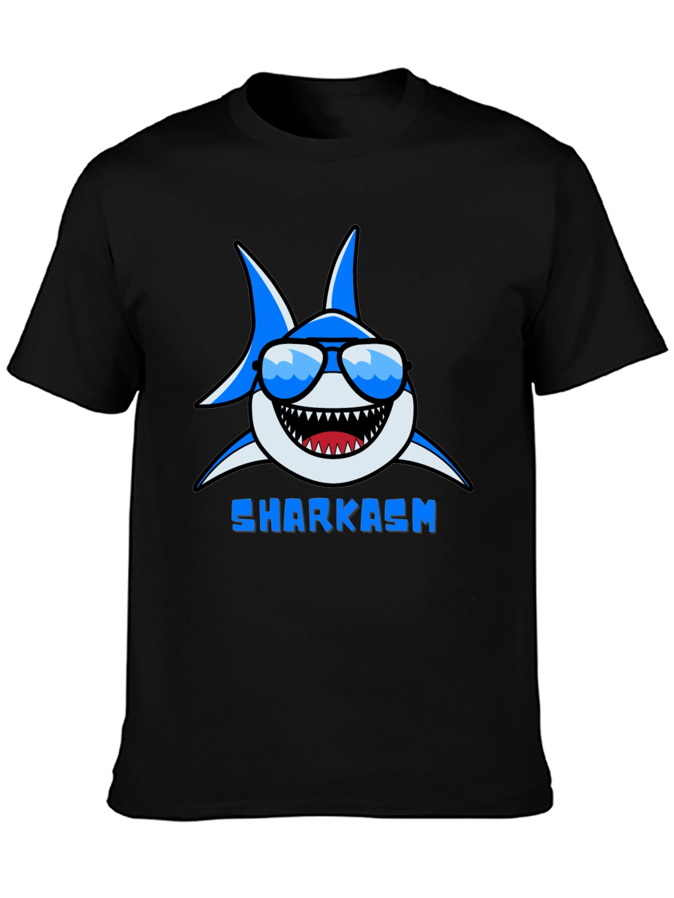 Sharkasm Graphic Print Tee - Black