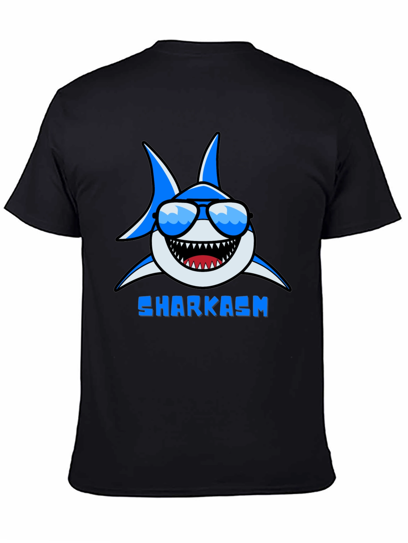 Sharkasm Graphic Print Tee - Black