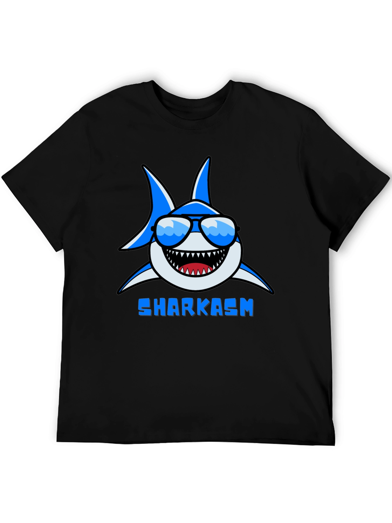 Sharkasm Graphic Print Tee - Black