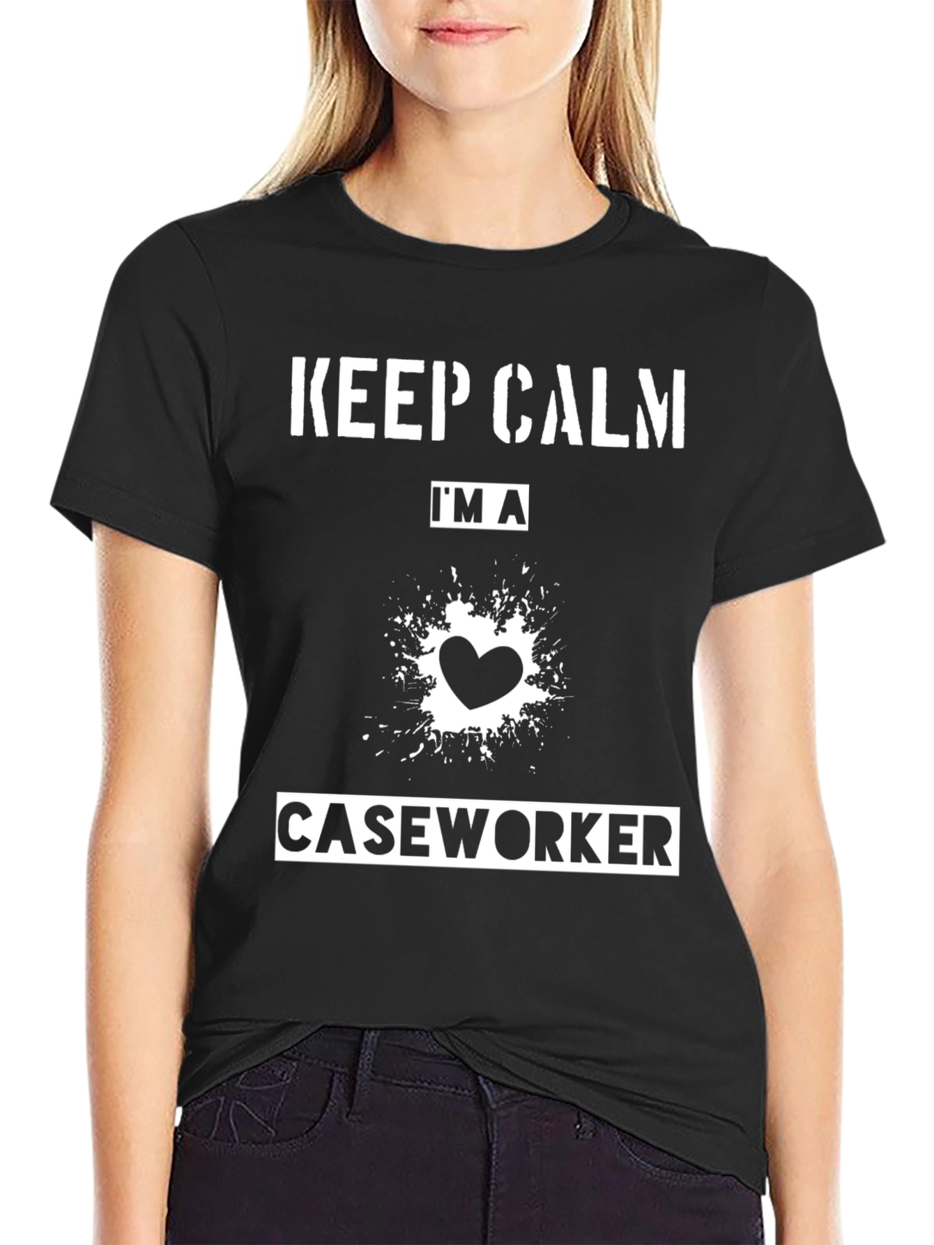 Keep Calm Im a Caseworker Black T-Shirt