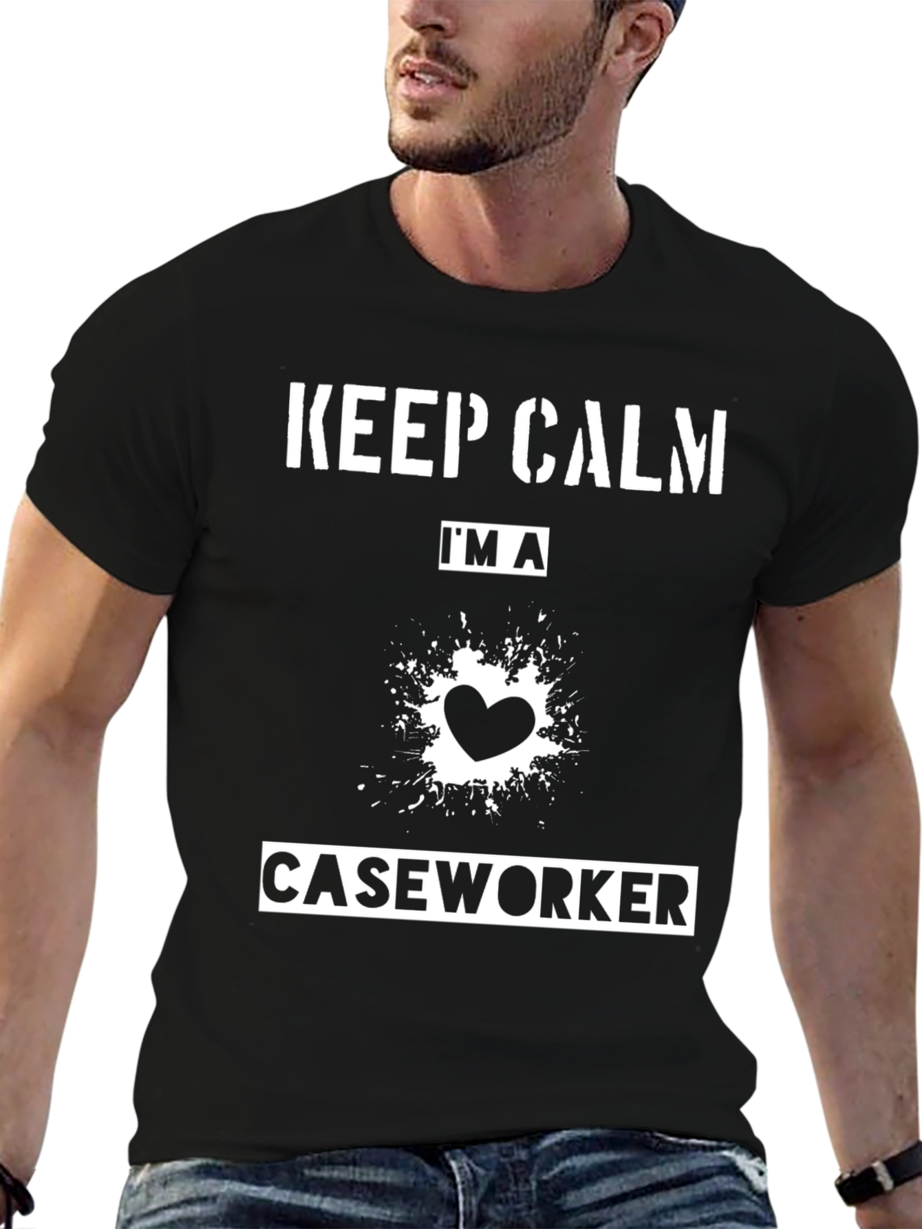 Keep Calm Im a Caseworker Black T-Shirt