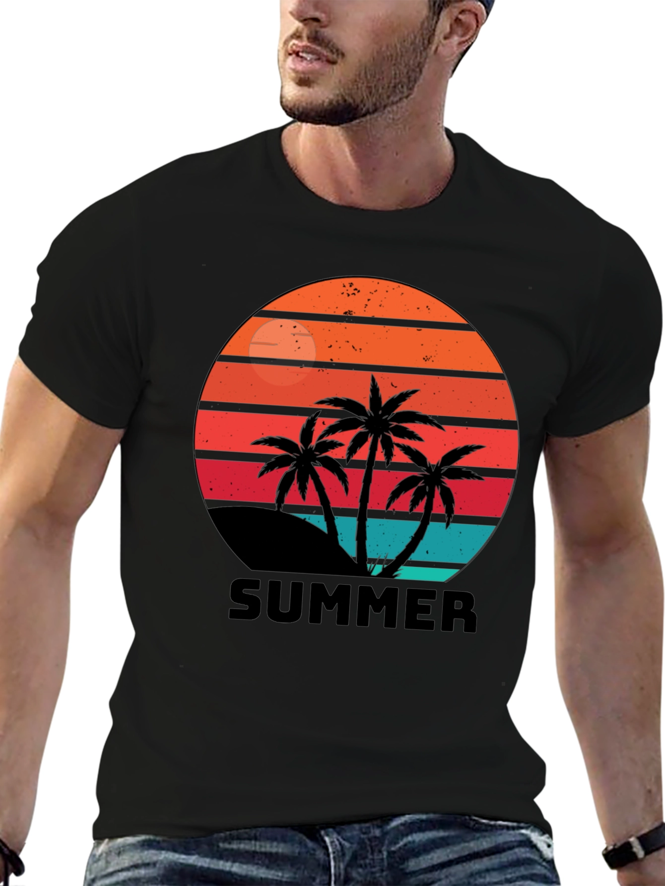 Retro Summer Palm Tree Graphic Tee