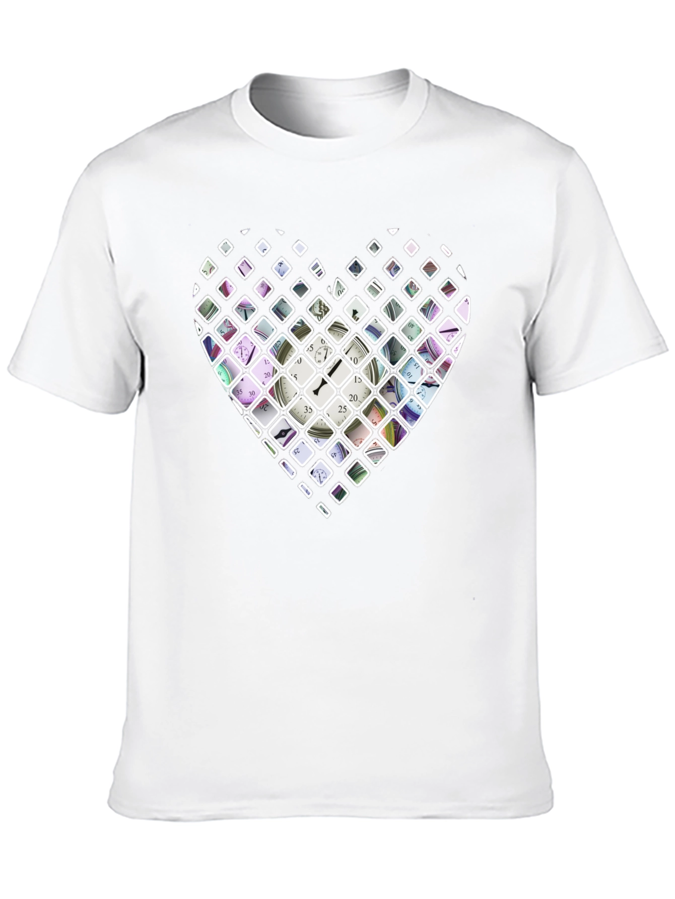 Time Heart Mens Black T-Shirt