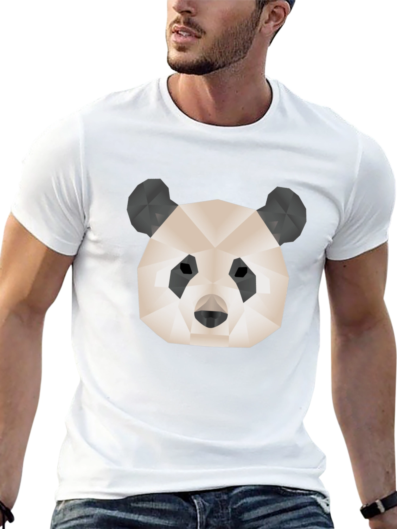 Geometric Panda Graphic Tee - Modern Black T-Shirt