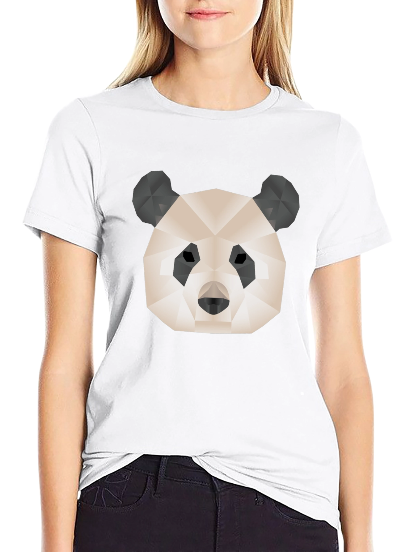 Geometric Panda Graphic Tee - Modern Black T-Shirt