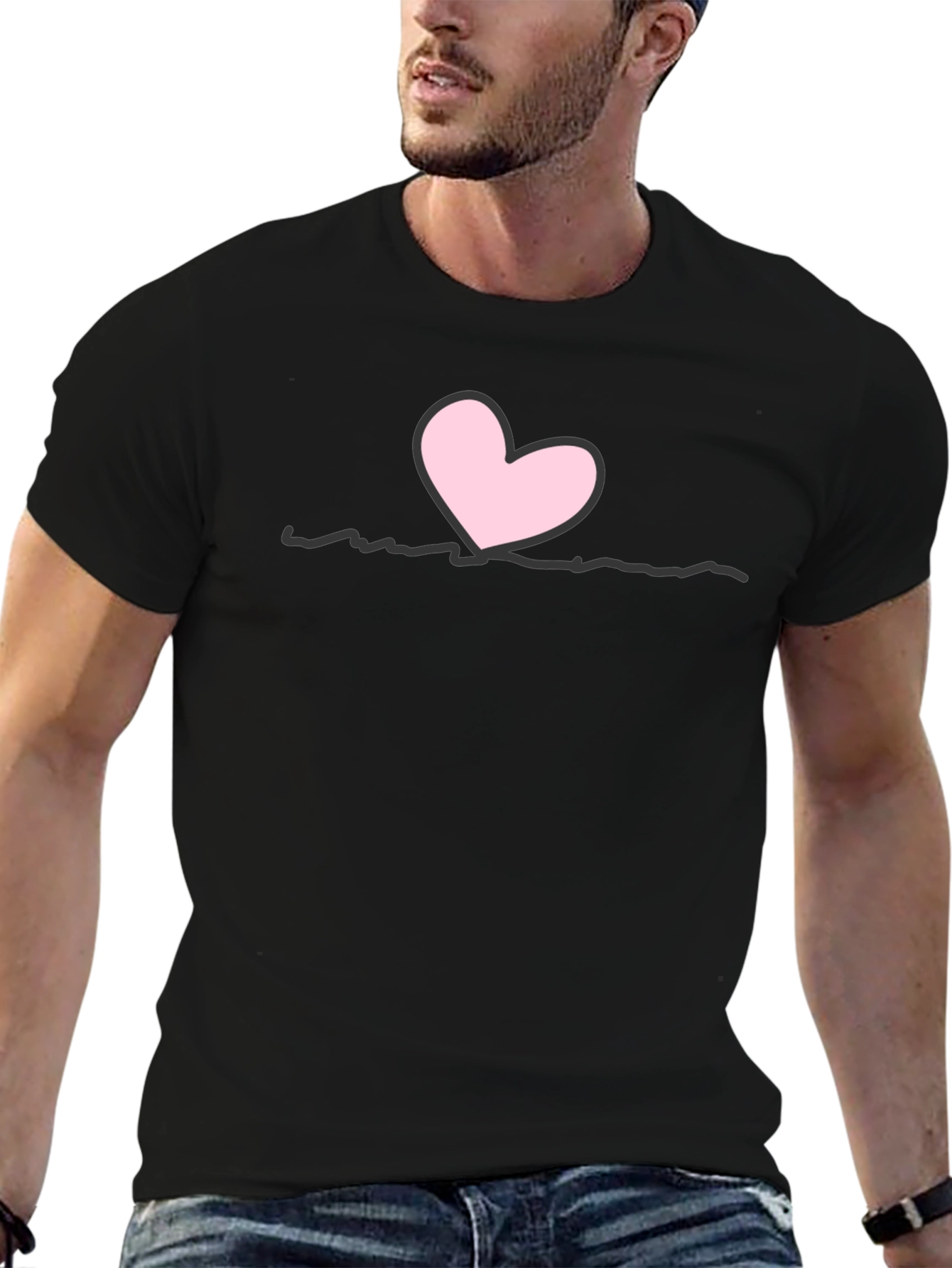 Heart Line Black T-Shirt