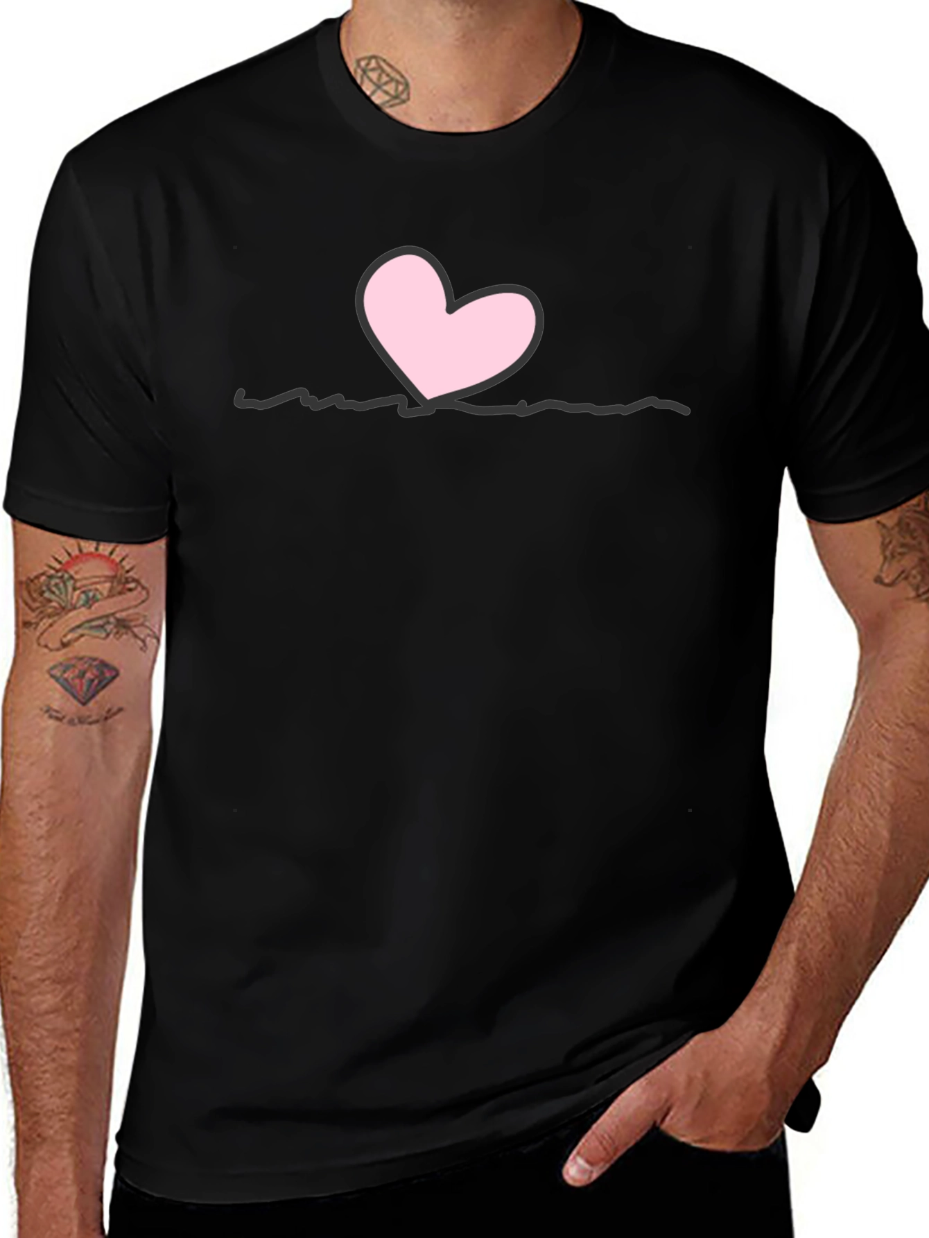 Heart Line Black T-Shirt
