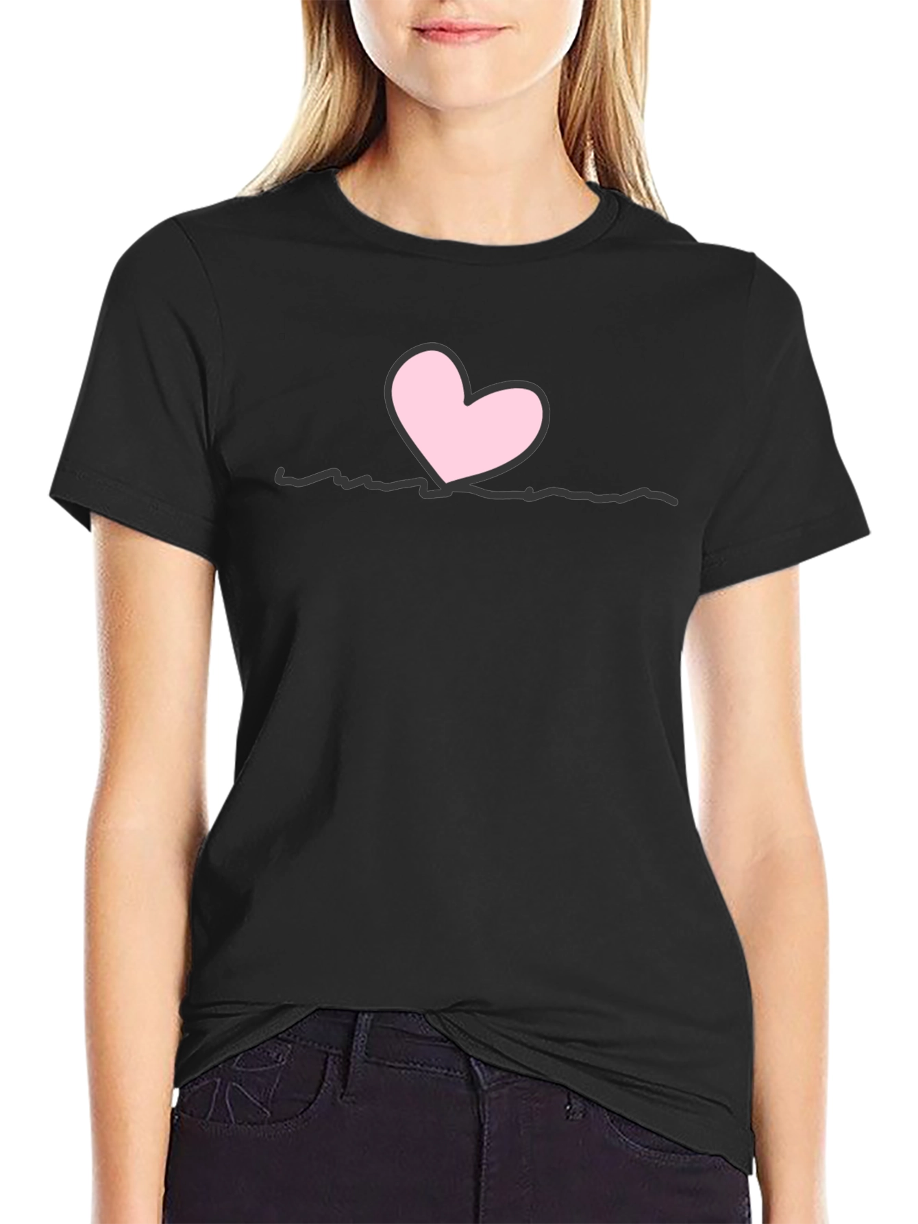Heart Line Black T-Shirt
