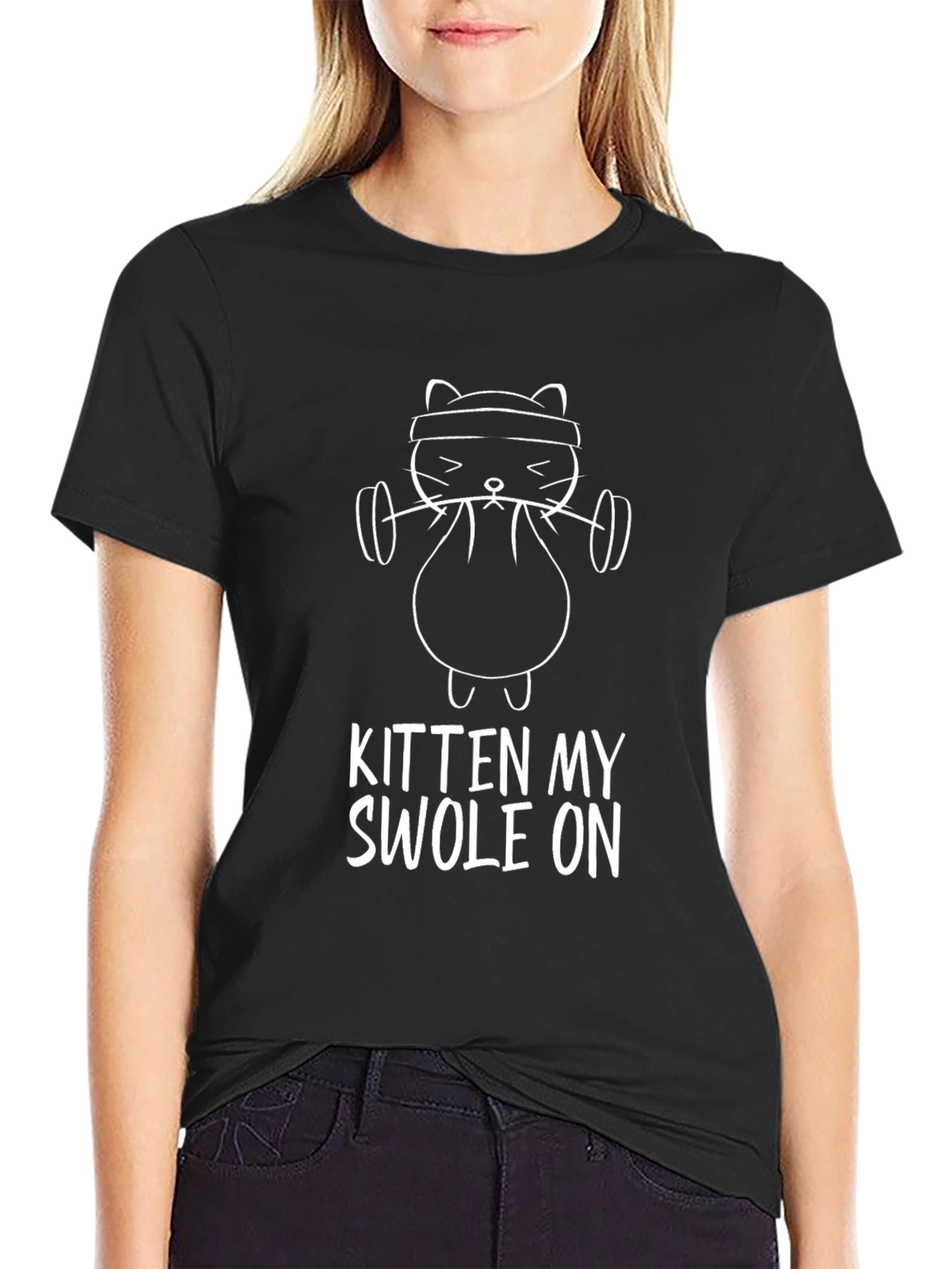 Kitten My Swole On T-Shirt - Gym Cat Design
