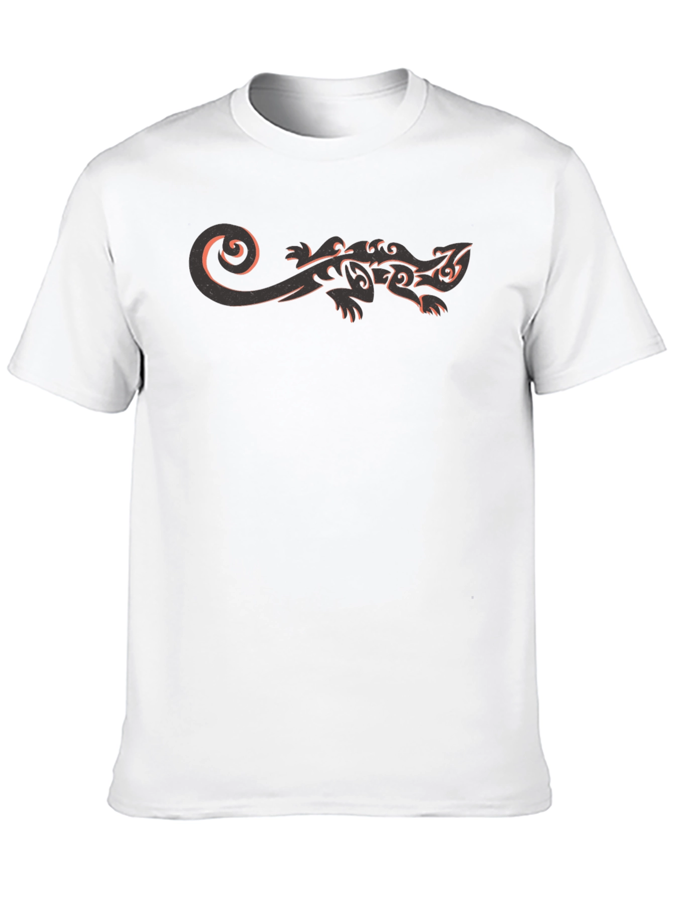 Tribal Gecko Graphic Tee - Black Casual T-Shirt