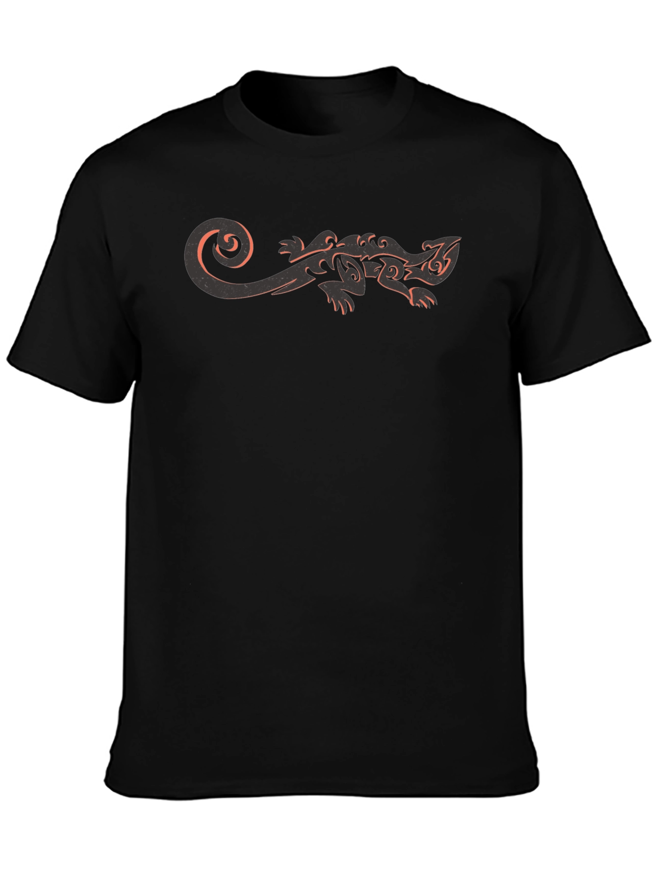 Tribal Gecko Graphic Tee - Black Casual T-Shirt