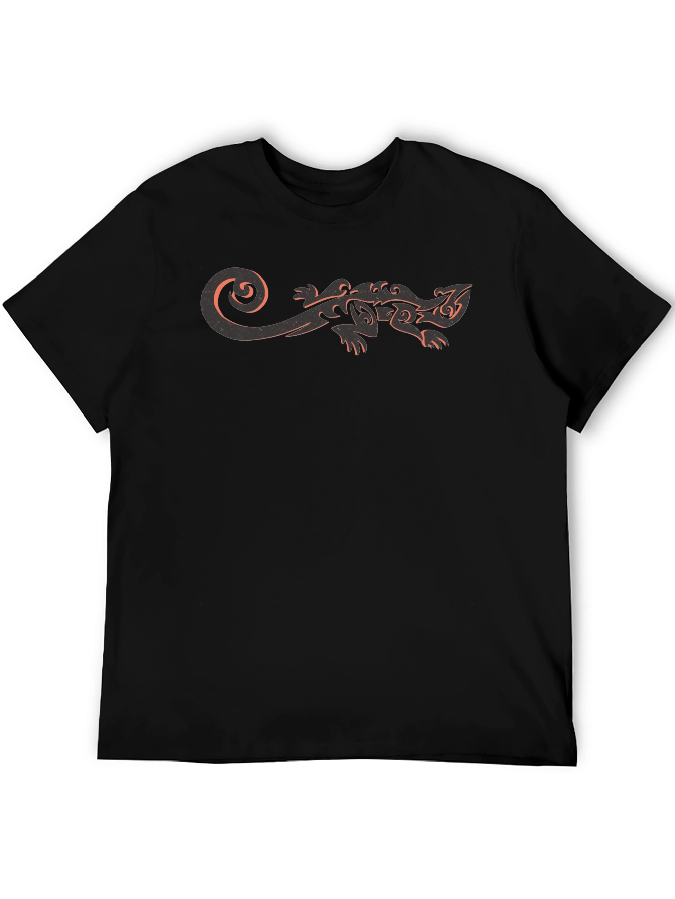 Tribal Gecko Graphic Tee - Black Casual T-Shirt