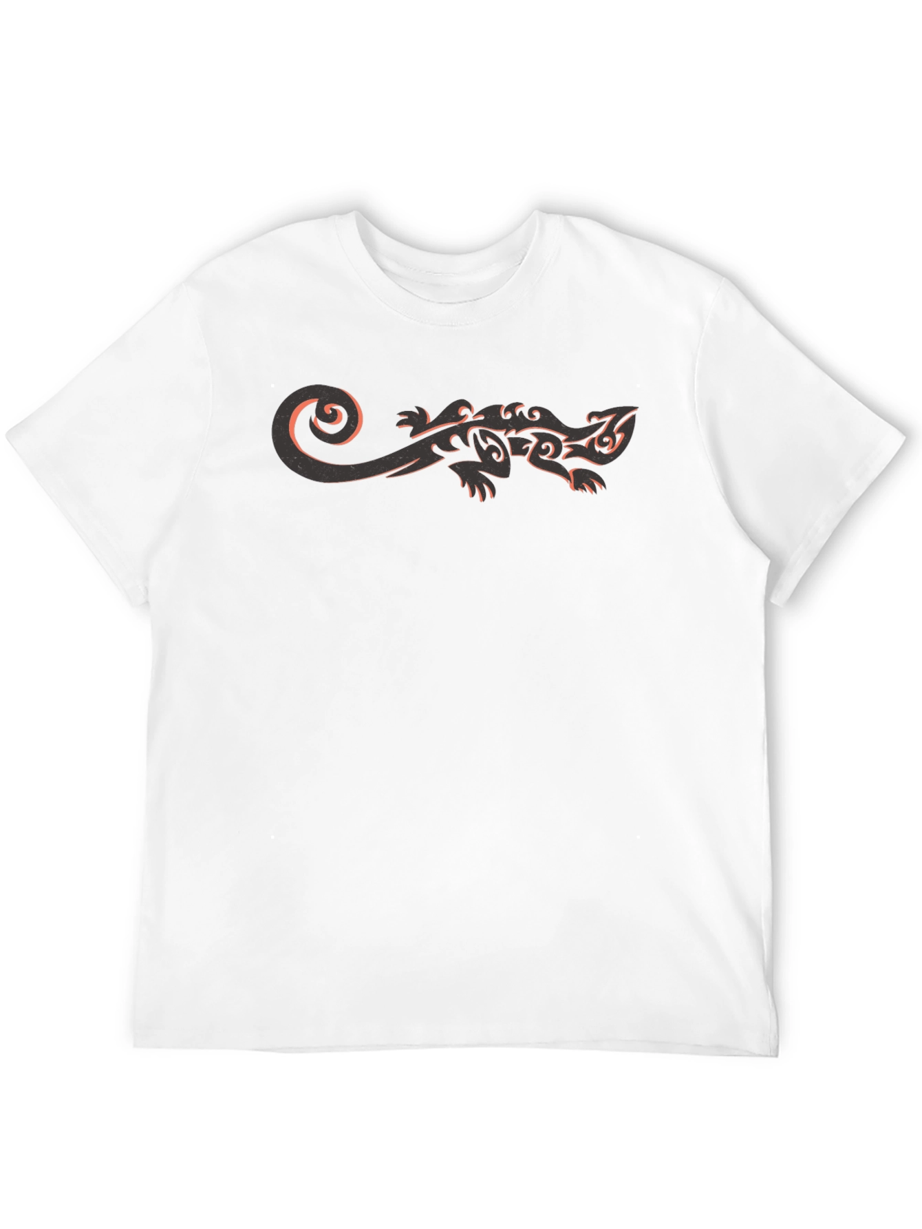 Tribal Gecko Graphic Tee - Black Casual T-Shirt