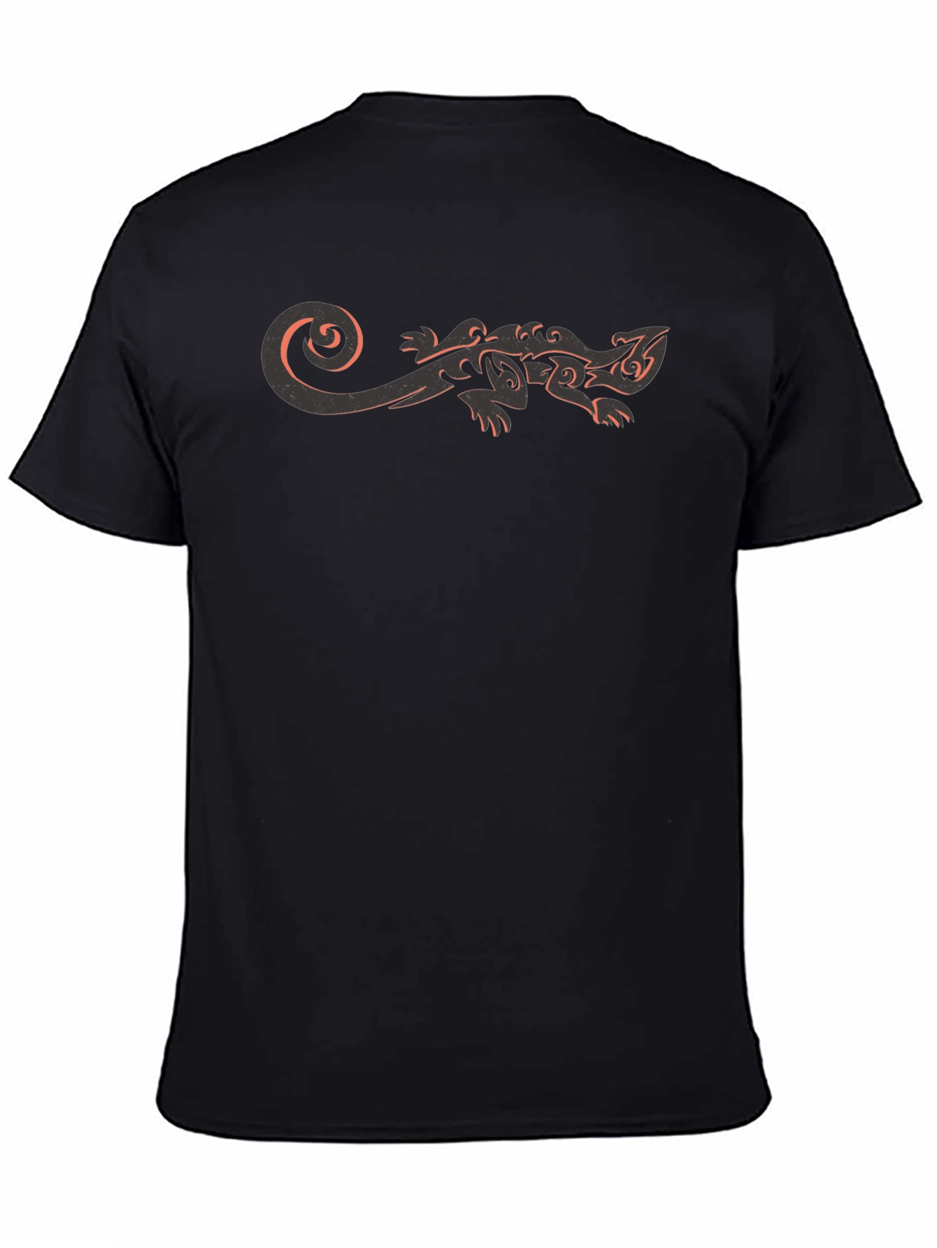 Tribal Gecko Graphic Tee - Black Casual T-Shirt