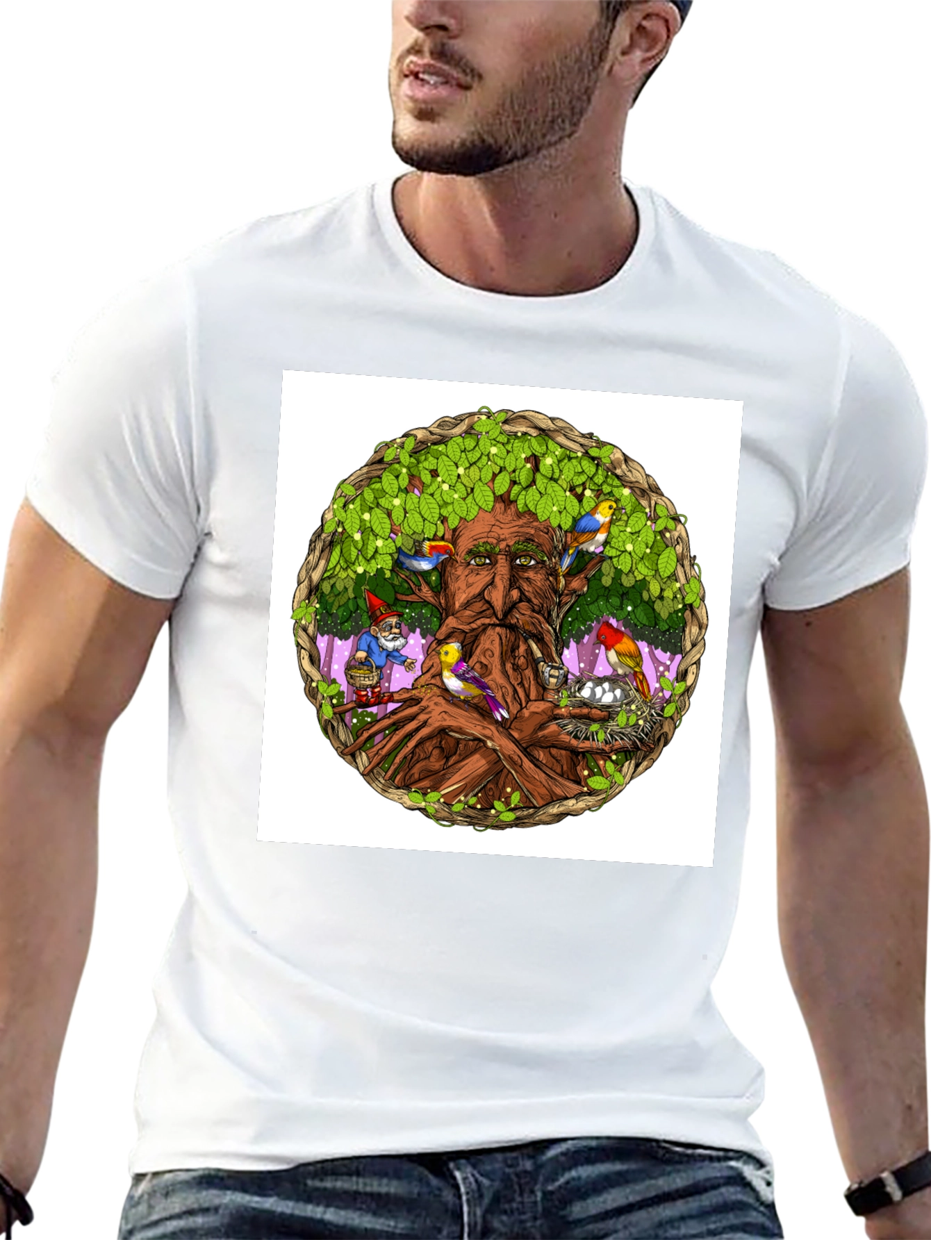 Nature Wise Tree Man Graphic Tee - Black