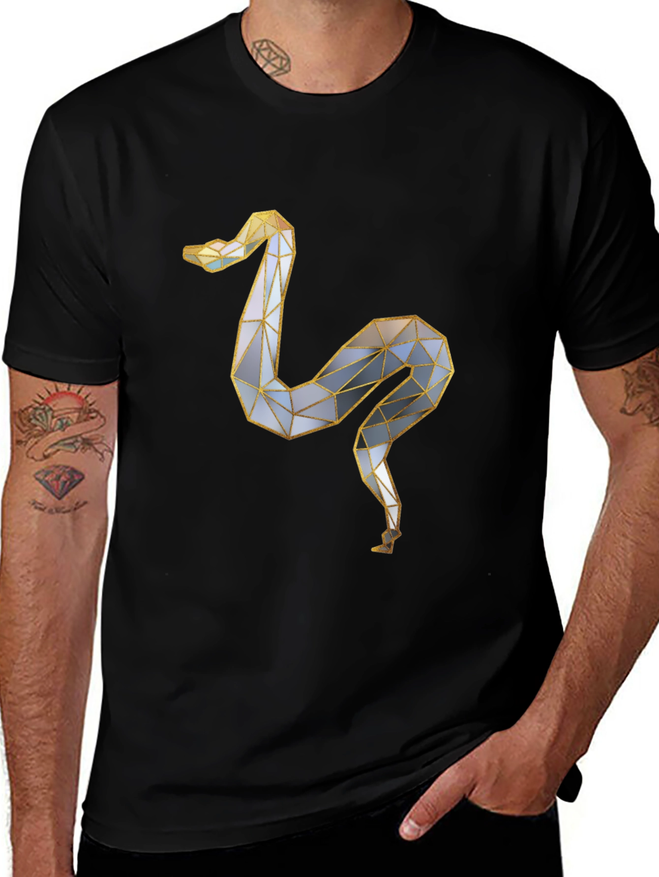 Geometric Snake Graphic Tee - Modern & Stylish