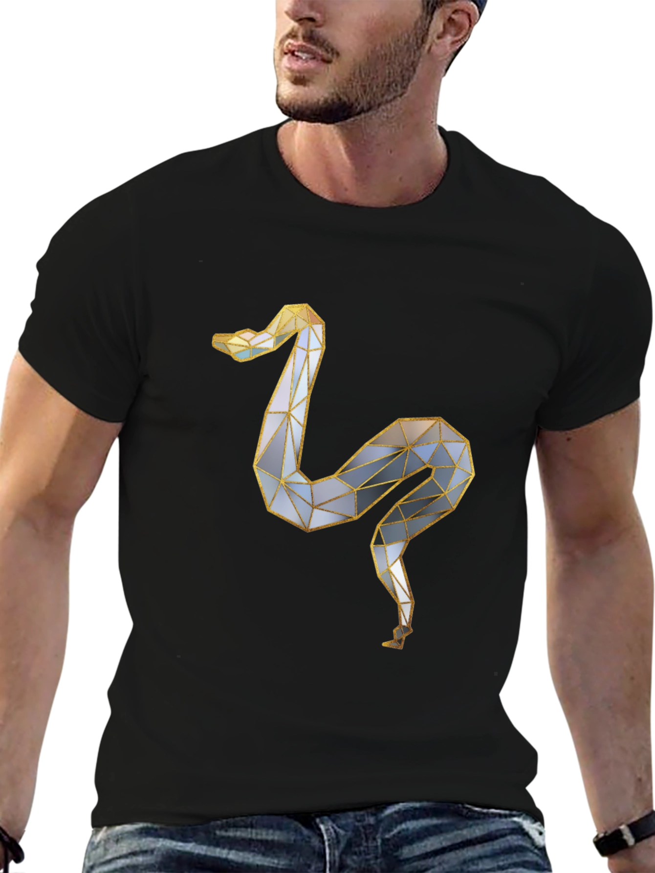 Geometric Snake Graphic Tee - Modern & Stylish