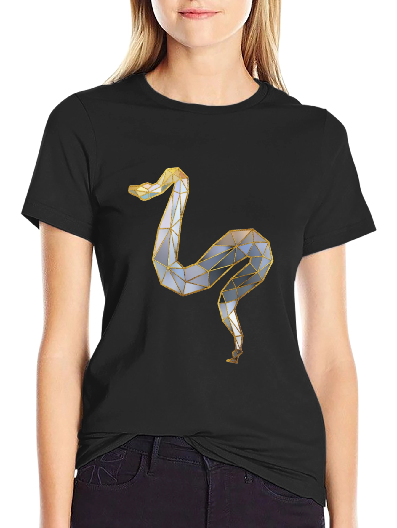 Geometric Snake Graphic Tee - Modern & Stylish