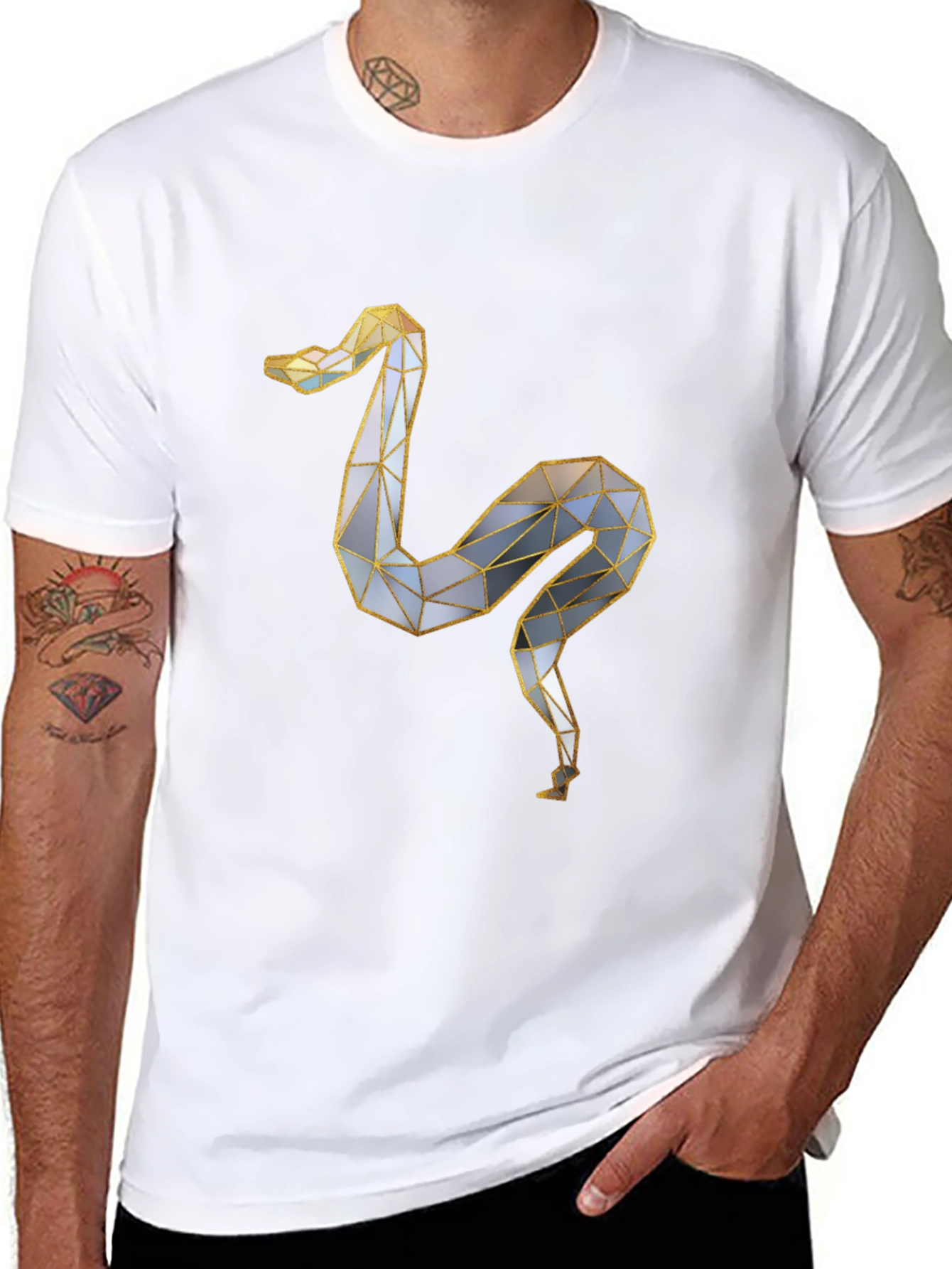 Geometric Snake Graphic Tee - Modern & Stylish