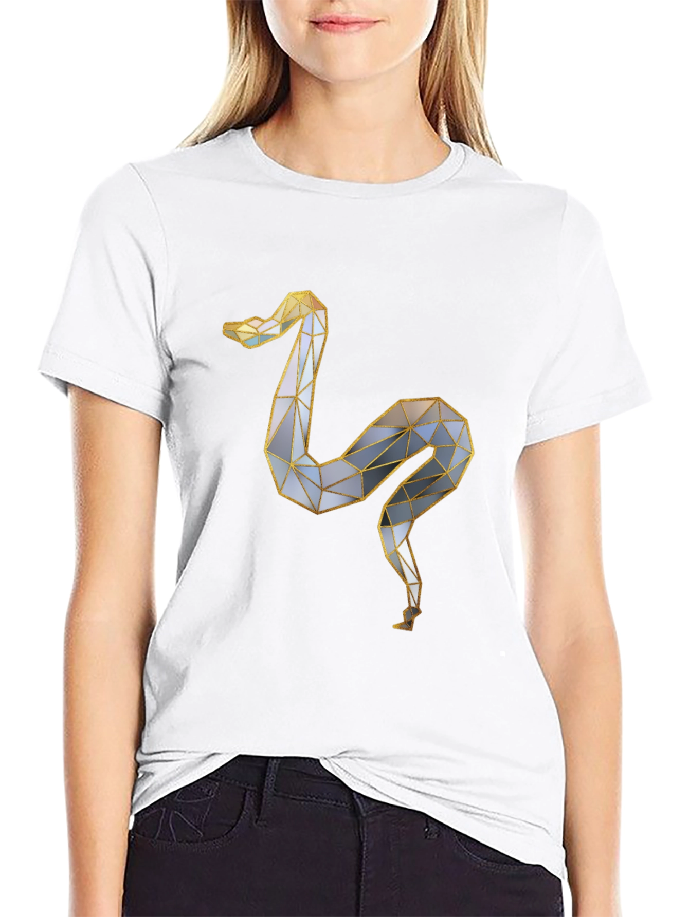 Geometric Snake Graphic Tee - Modern & Stylish