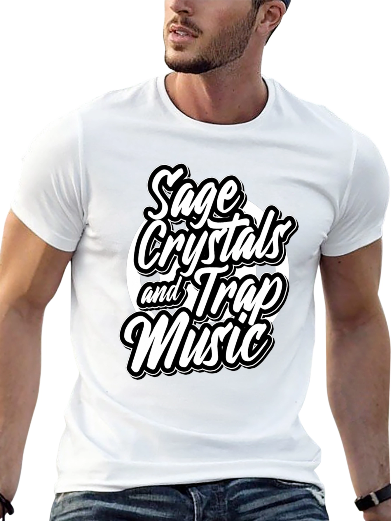 Sage Crystals and Trap Music Black T-Shirt