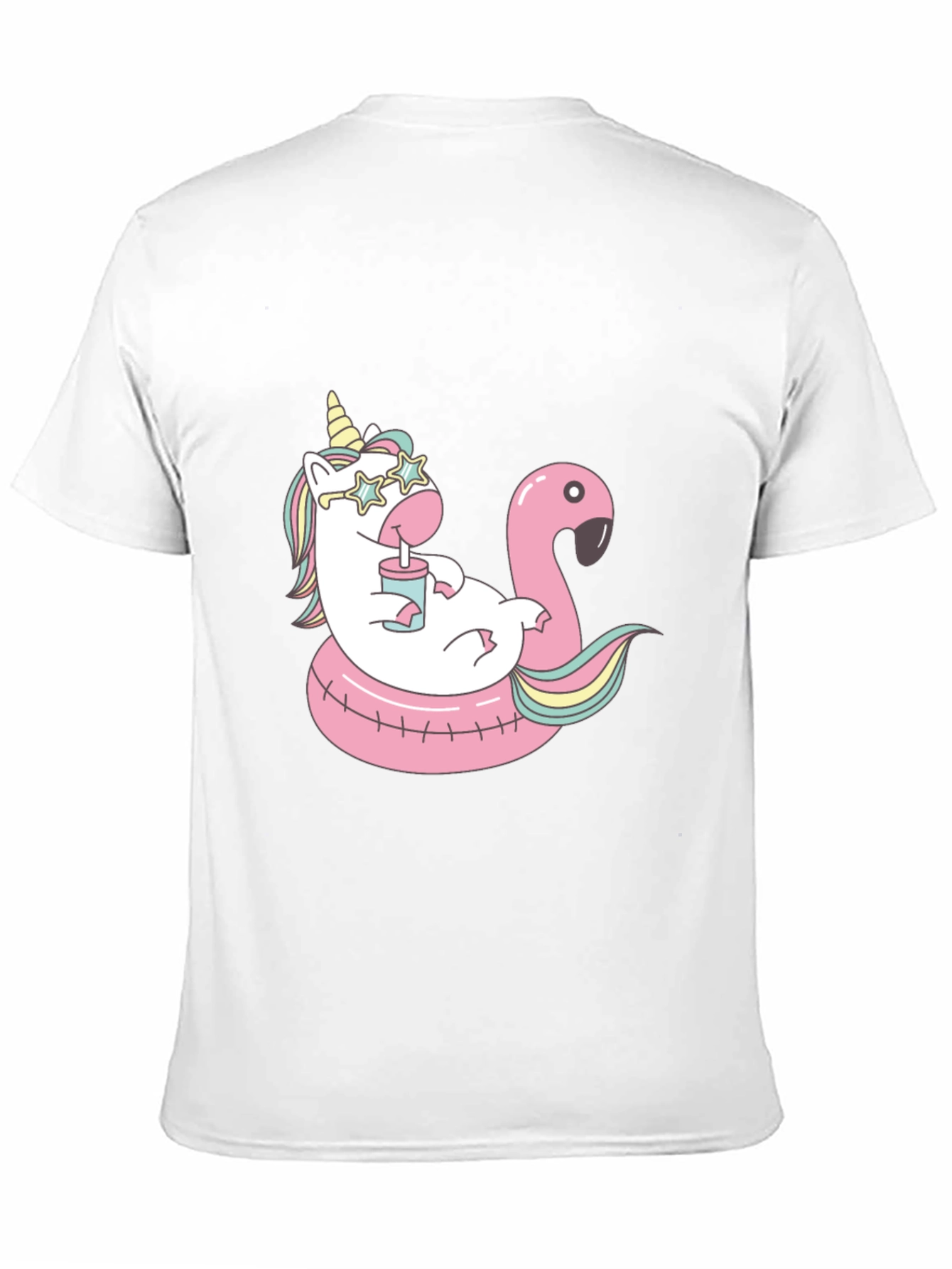 Unicorn Flamingo Pool Party Black T-Shirt