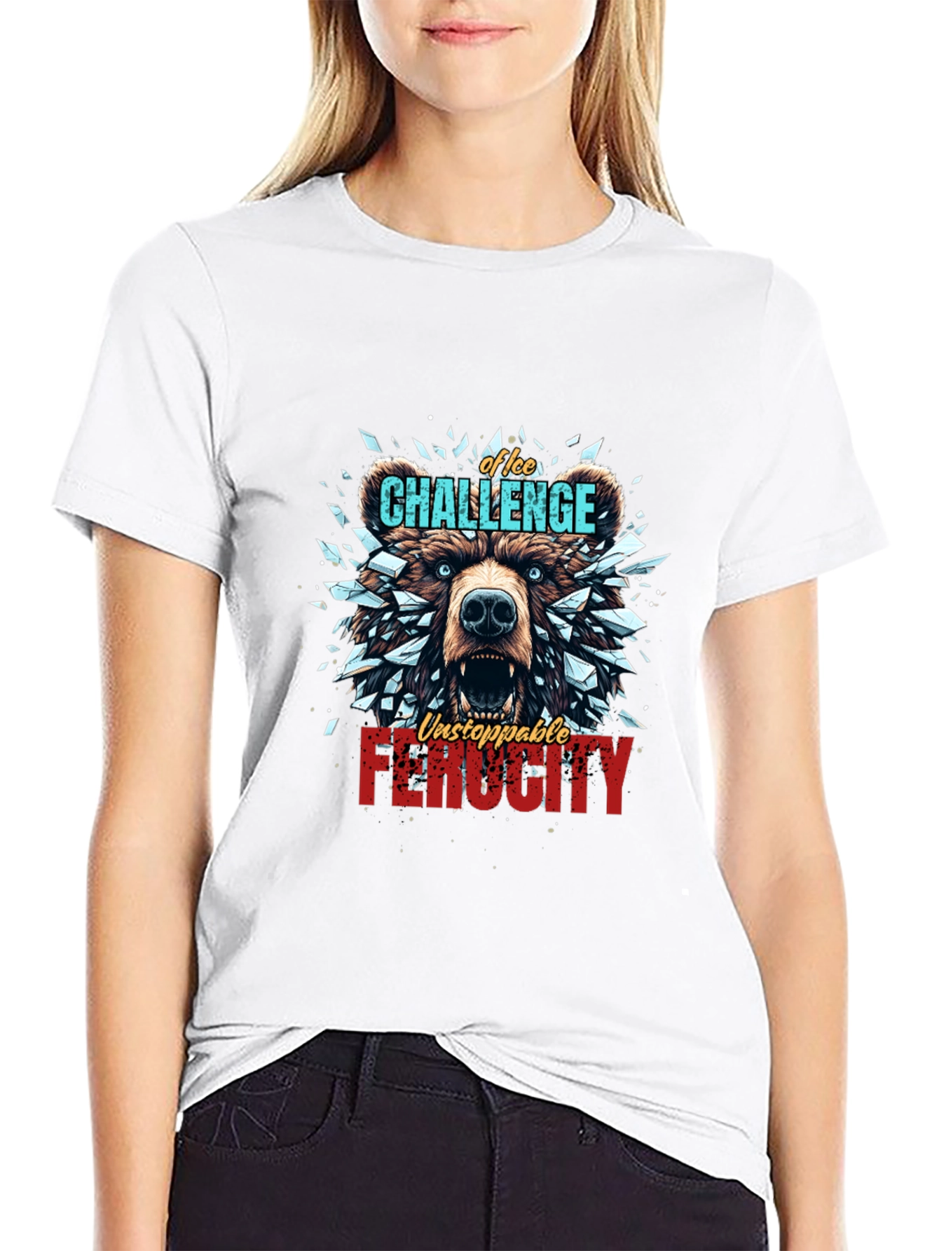 Ice Challenge Bear Graphic Tee - Ferocity Unleashed