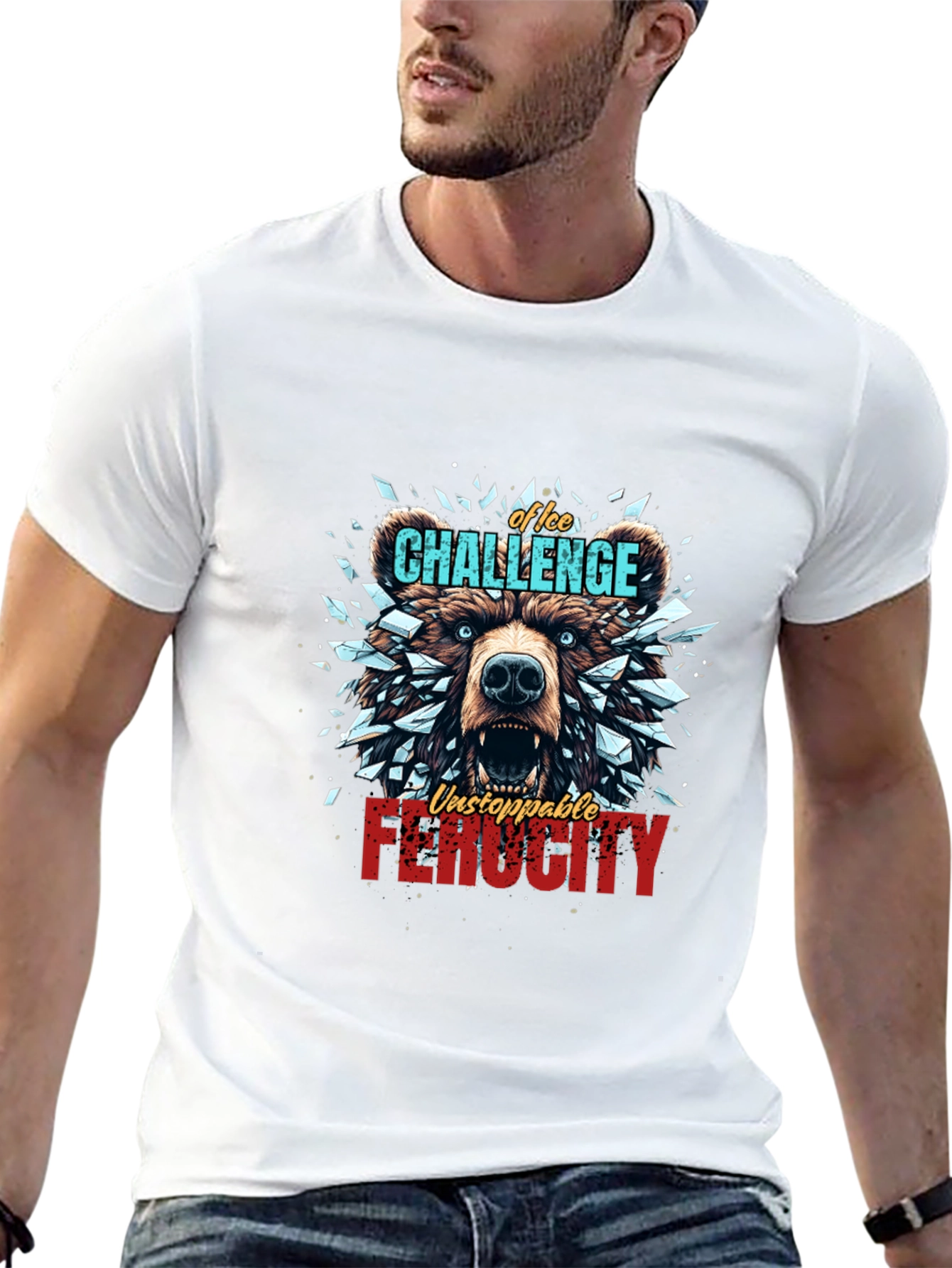 Ice Challenge Bear Graphic Tee - Ferocity Unleashed