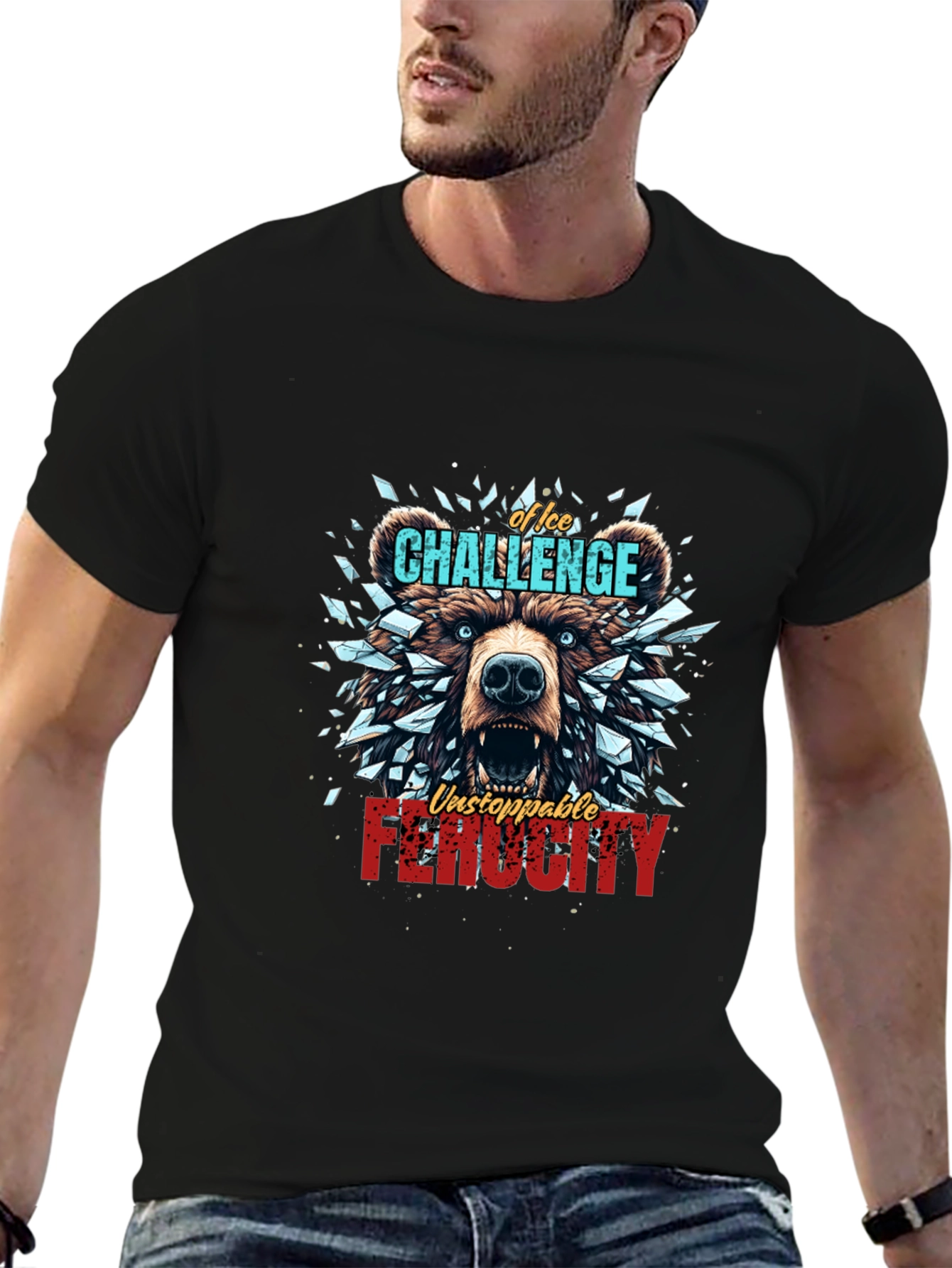 Ice Challenge Bear Graphic Tee - Ferocity Unleashed