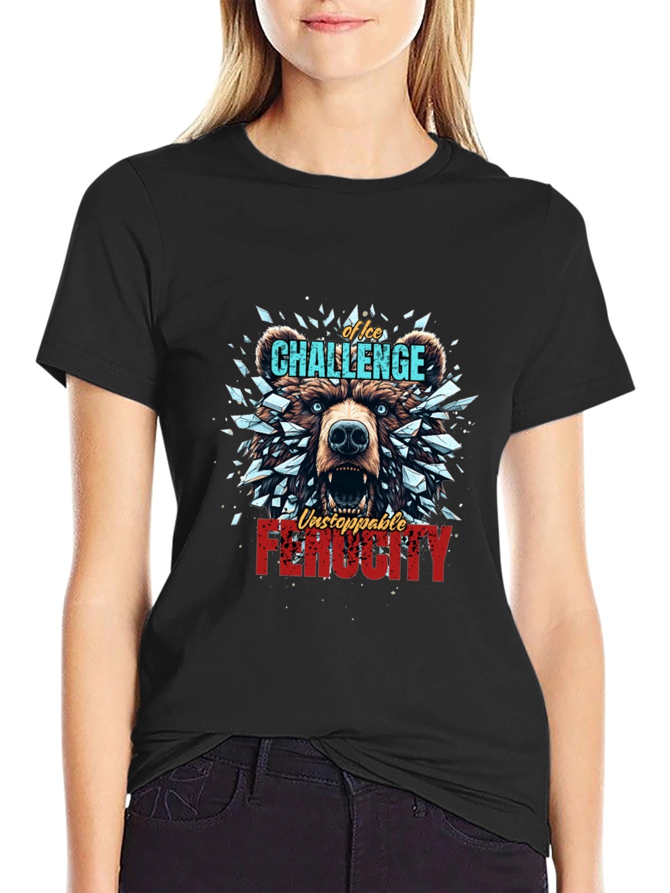 Ice Challenge Bear Graphic Tee - Ferocity Unleashed
