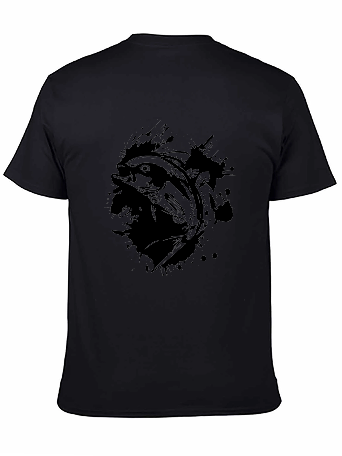Mens Black Fish Graphic T-Shirt