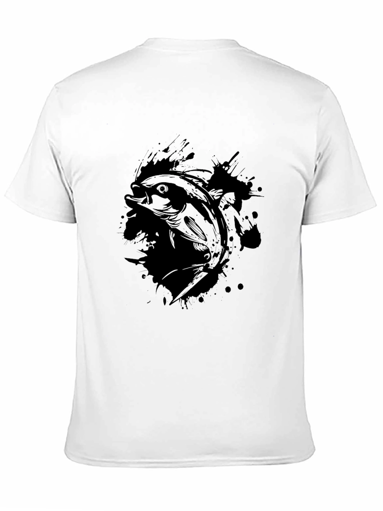 Mens Black Fish Graphic T-Shirt