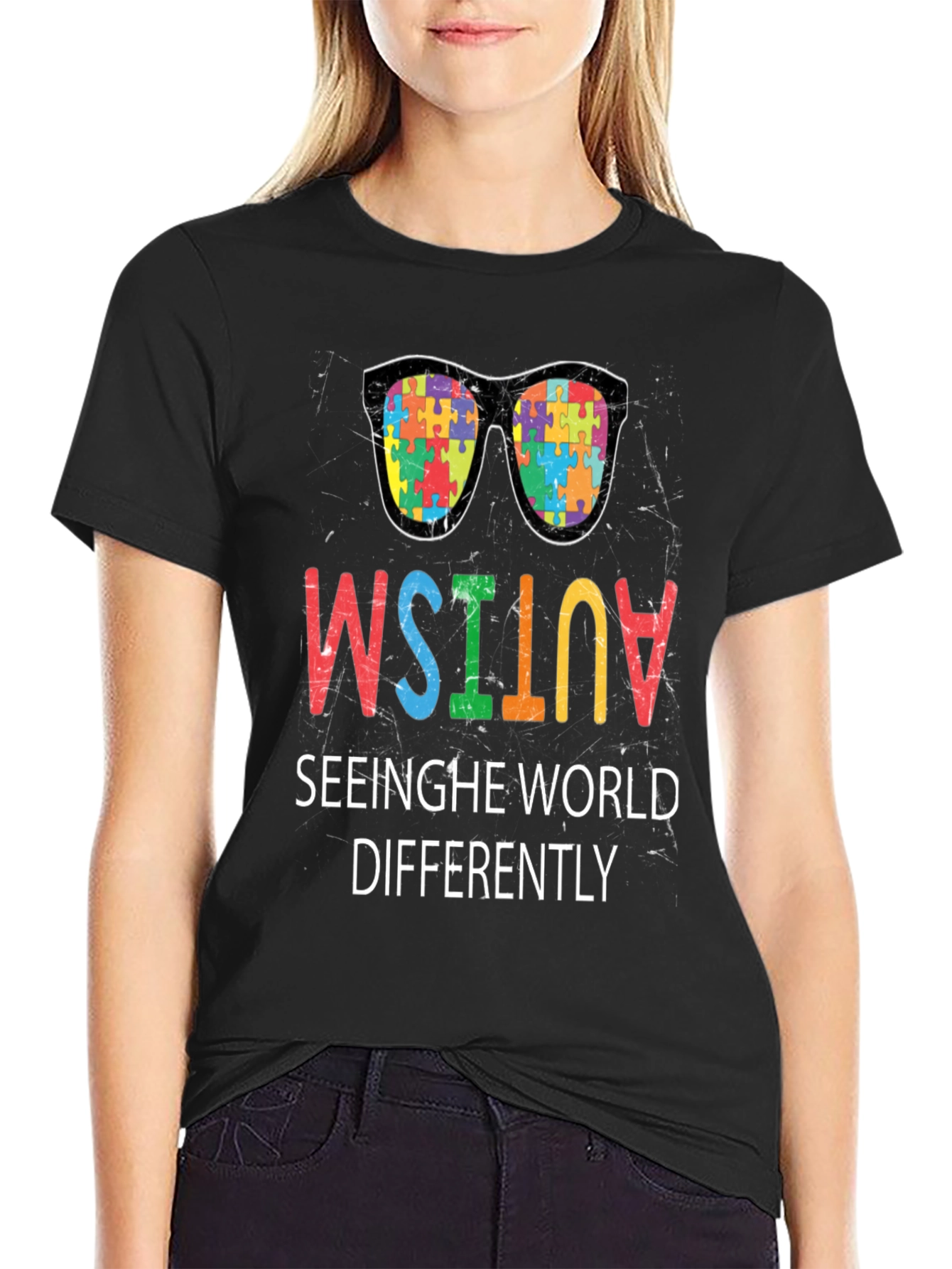 Autism Awareness Puzzle Sunglasses T-Shirt