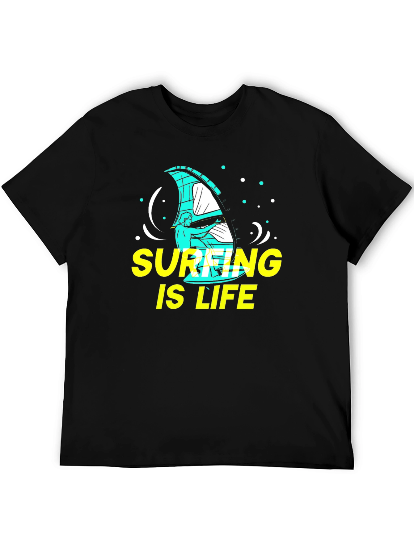 Surfing is Life Graphic Tee - Black